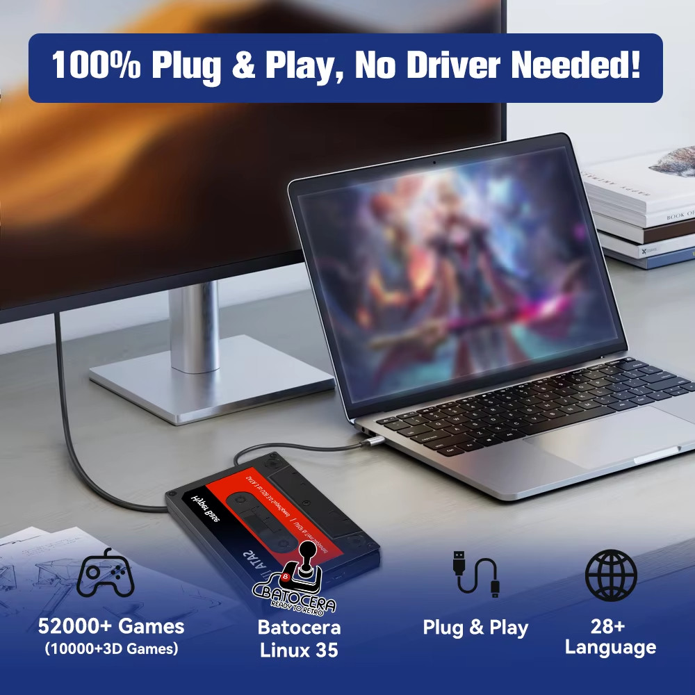 Batocera 2TB Gaming HDD 52000+ Games PS3/PS2/Wii/WiiU/N64/MAME/SS PC/Mac
