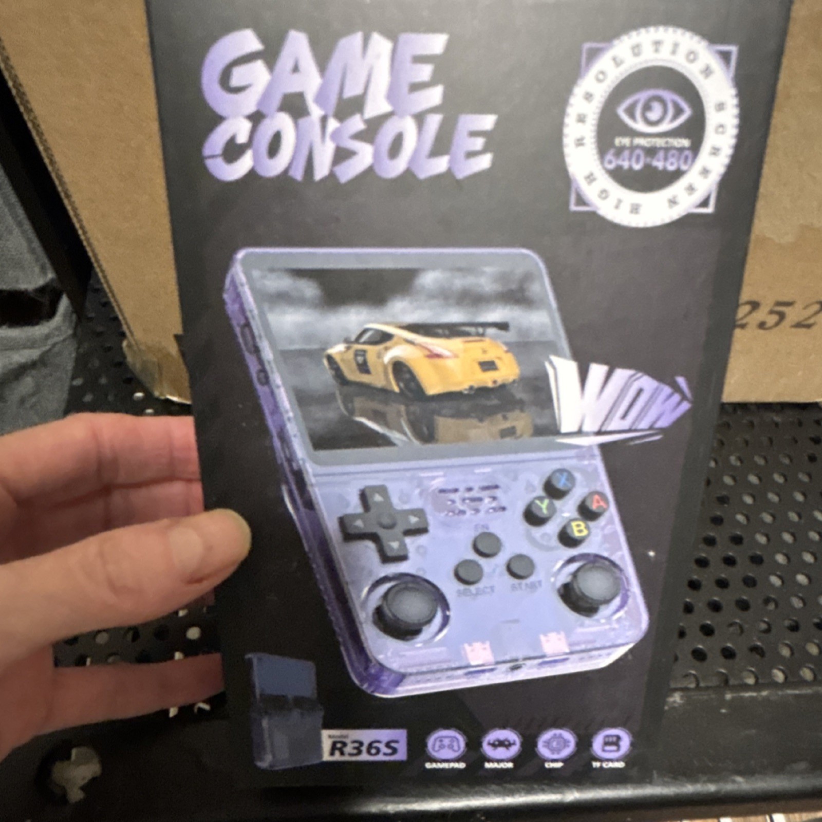 R36S Black Handheld Game Console 640×480 Quad-Core 1GB RAM Multi-Platform
