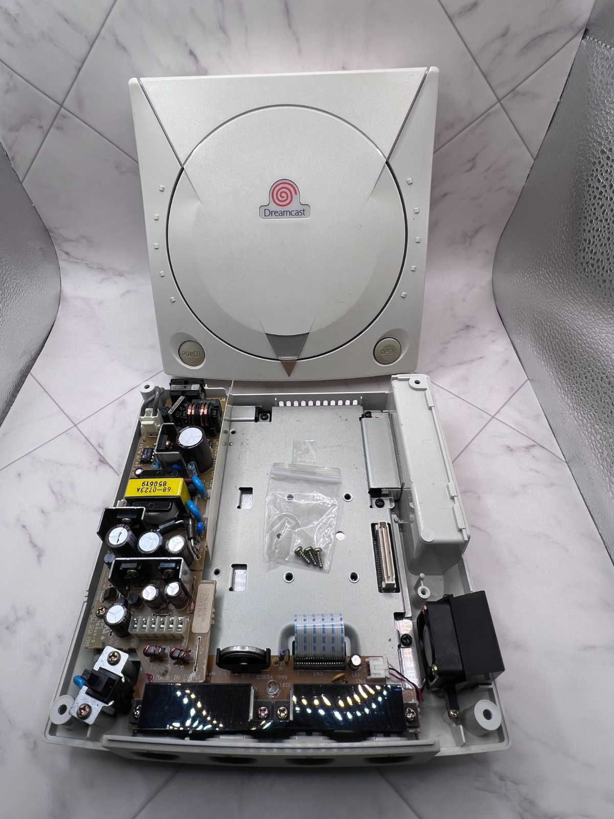Sega Dreamcast VA1 OEM Case No GD-ROM ODE-Ready Battery Mod Power Socket Fuse