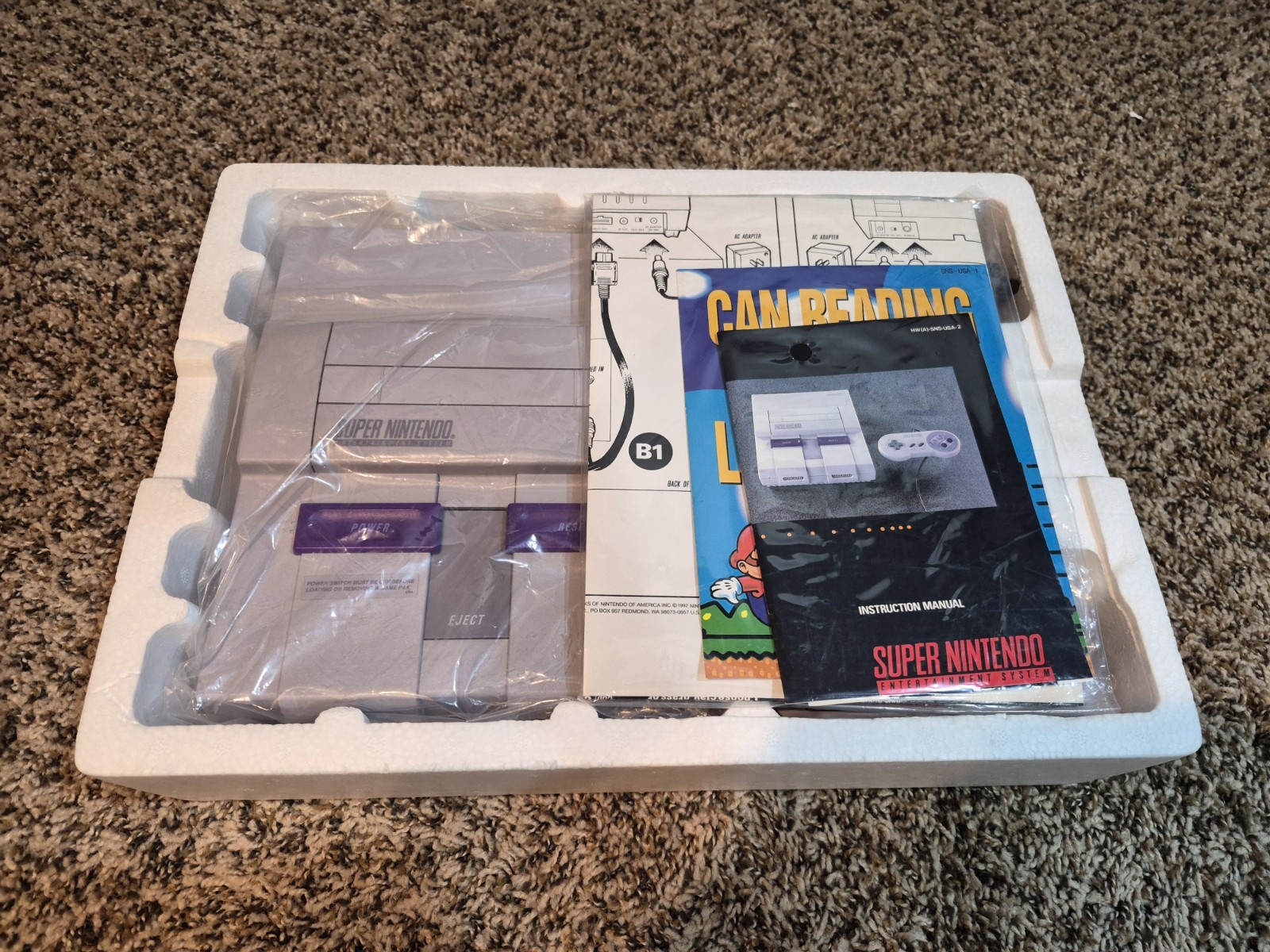 Super Nintendo SNES Console CONTROL SET CIB Complete in Box BARELY USED!