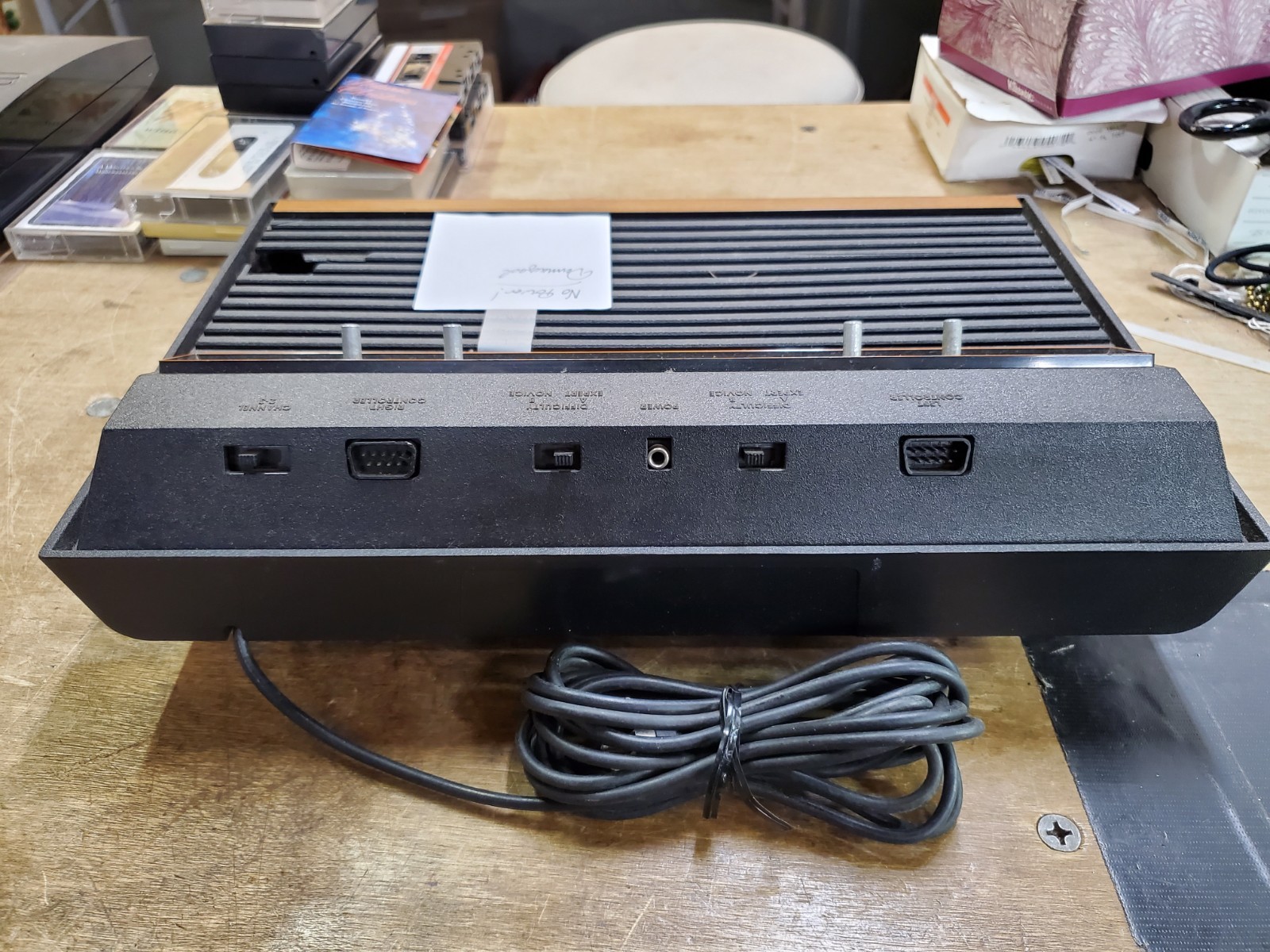Atari 2600A Wood Grain Console, CX 2600A, No Power, Damaged Top, Parts Repair
