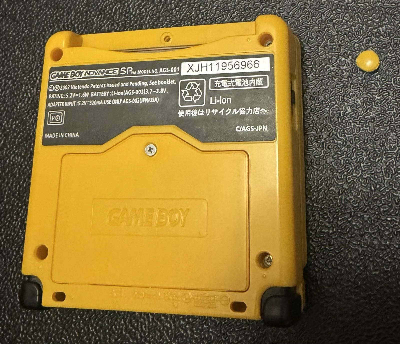 Pikachu Edition Pokemon Yellow Nintendo Game Boy Advance SP GBA SP + Charger