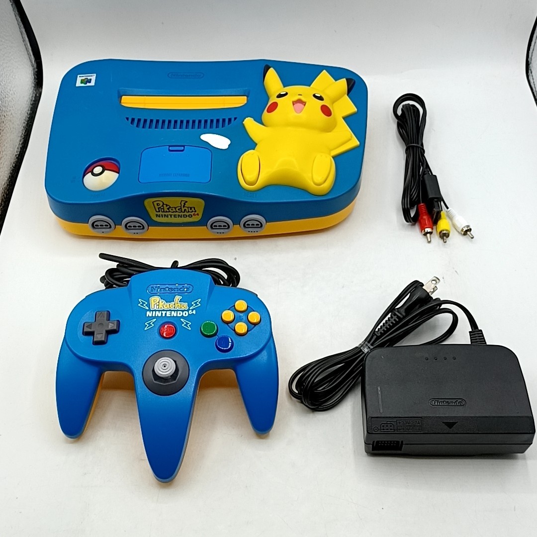 Nintendo 64 Pikachu Blue / Yellow Console Set Region Free NTSC-J NTSC-U/C