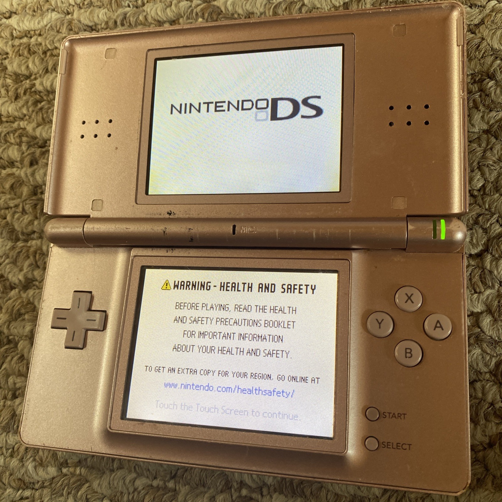 Nintendo DS Lite Metallic Rose Pink Handheld USG-001 W/ Charger Tested