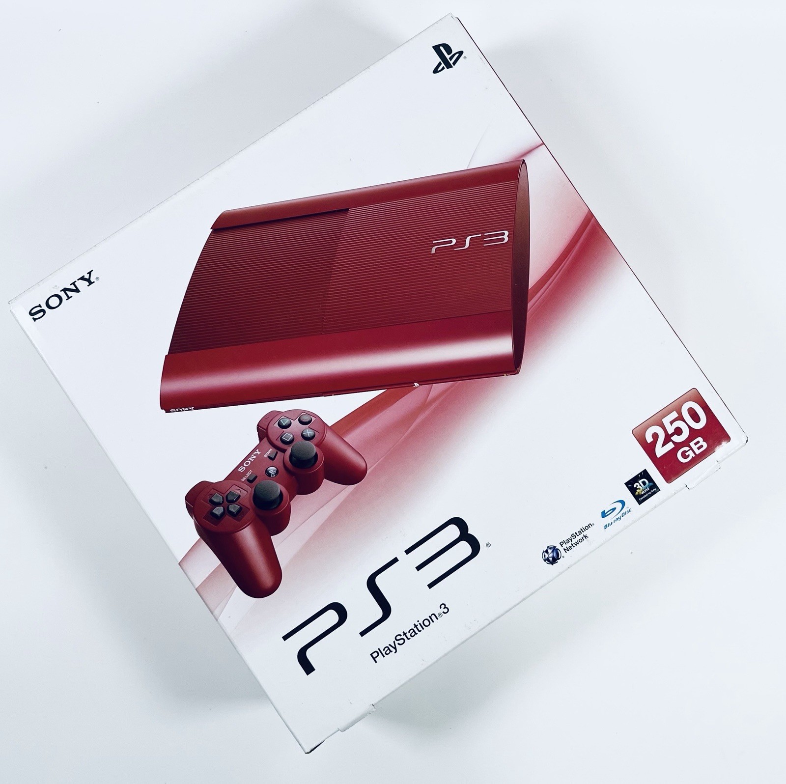 🔥RARE Sony PS3 CECH-4000B 250GB ❤️ Garnet Red 🎮 1 Controller Super Slim Tested