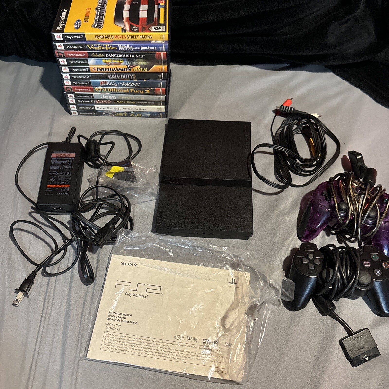 Sony Slim Playstation 2 , 2 Controllers, 8MB Memory Card, 12 Games! Tested!