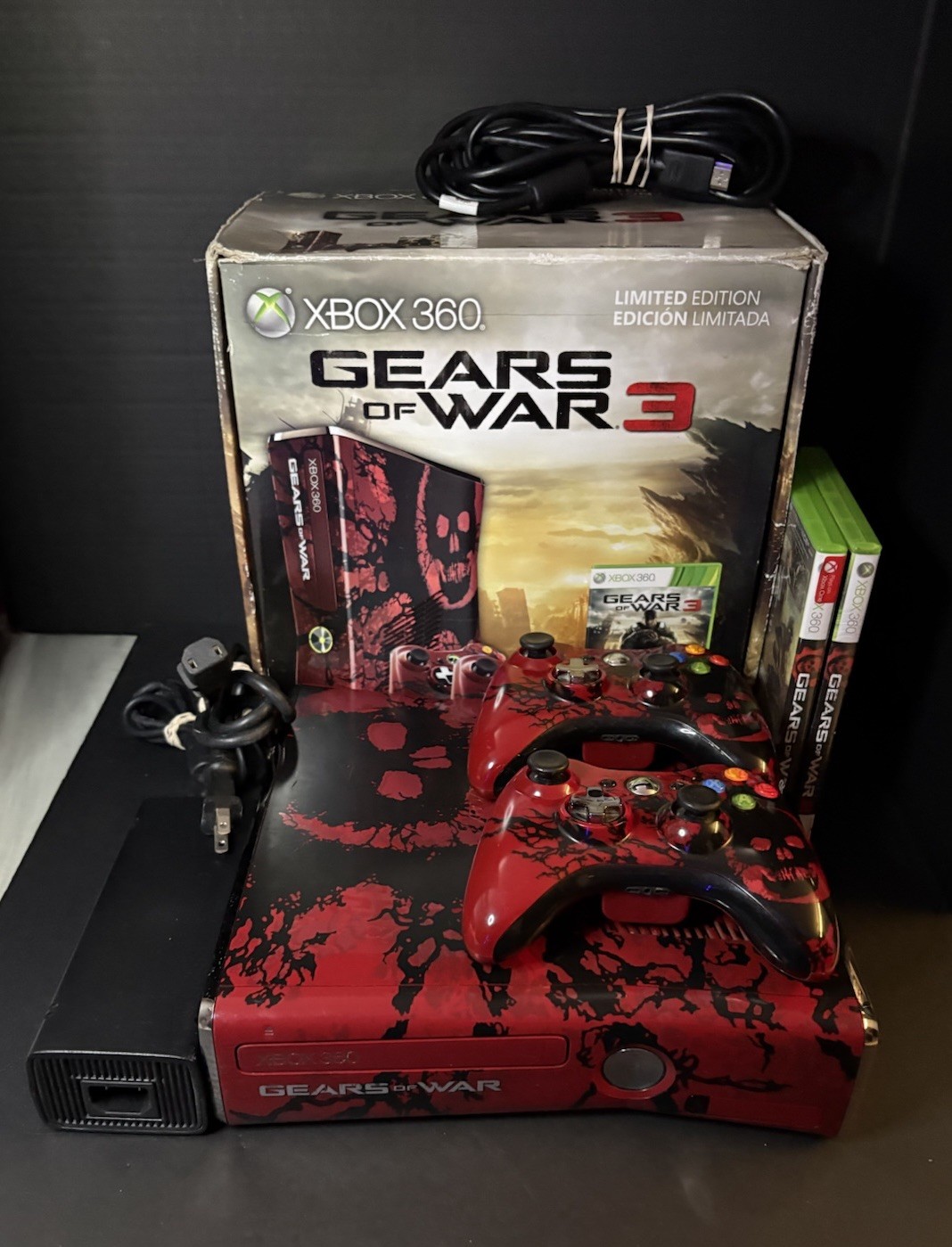 Microsoft Xbox 360 Gears of War 3 Limited Edition Console Bundle Red Black HDMI
