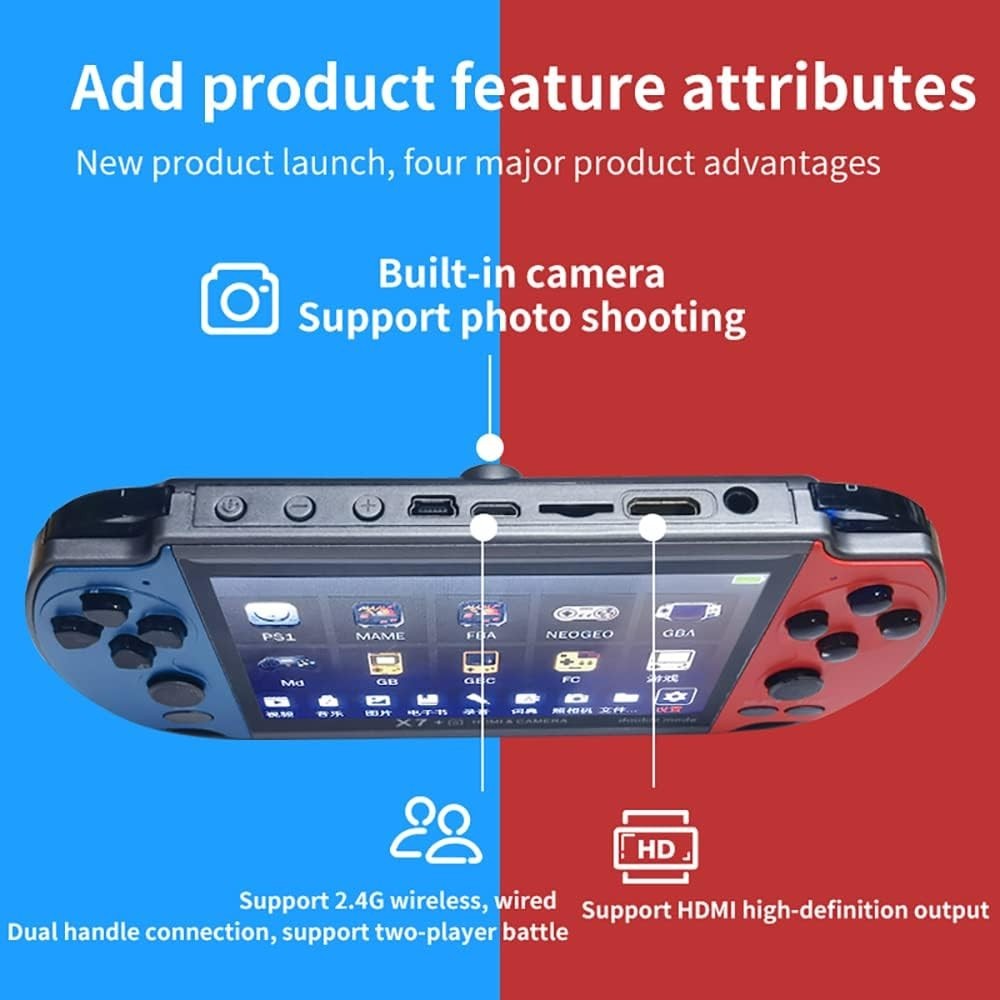 X7 Plus Handheld Game Console , Preload 10000 Games Portable Video Games Supp…