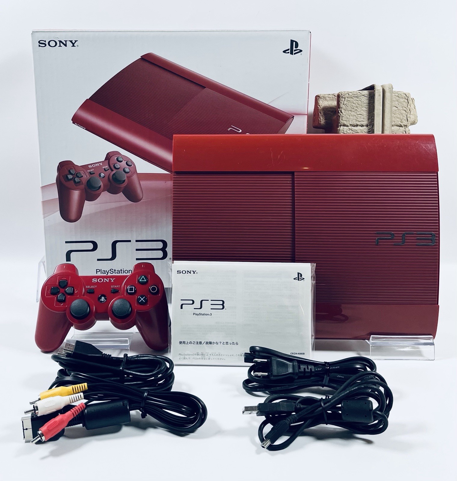 🔥RARE Sony PS3 CECH-4000B 250GB ❤️ Garnet Red 🎮 1 Controller Super Slim Tested