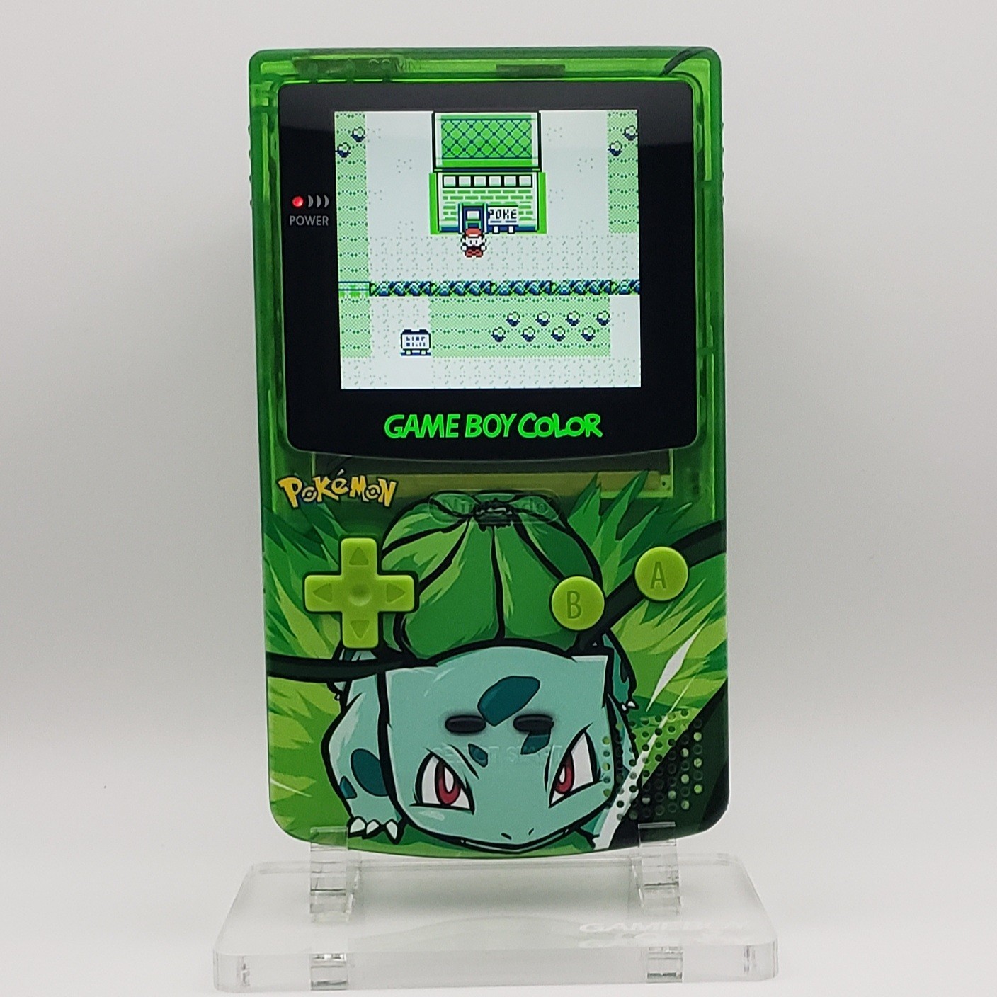 Bulbasaur Game Boy Color w/ Laminated Backlit IPS Screen, New Speaker, Recapped