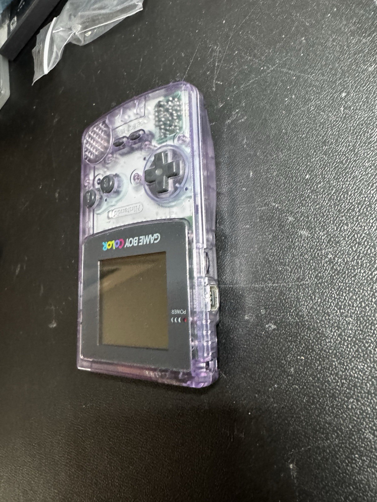 Nintendo Game Boy Color Atomic Purple W/ Game Casper Tested Works Great
