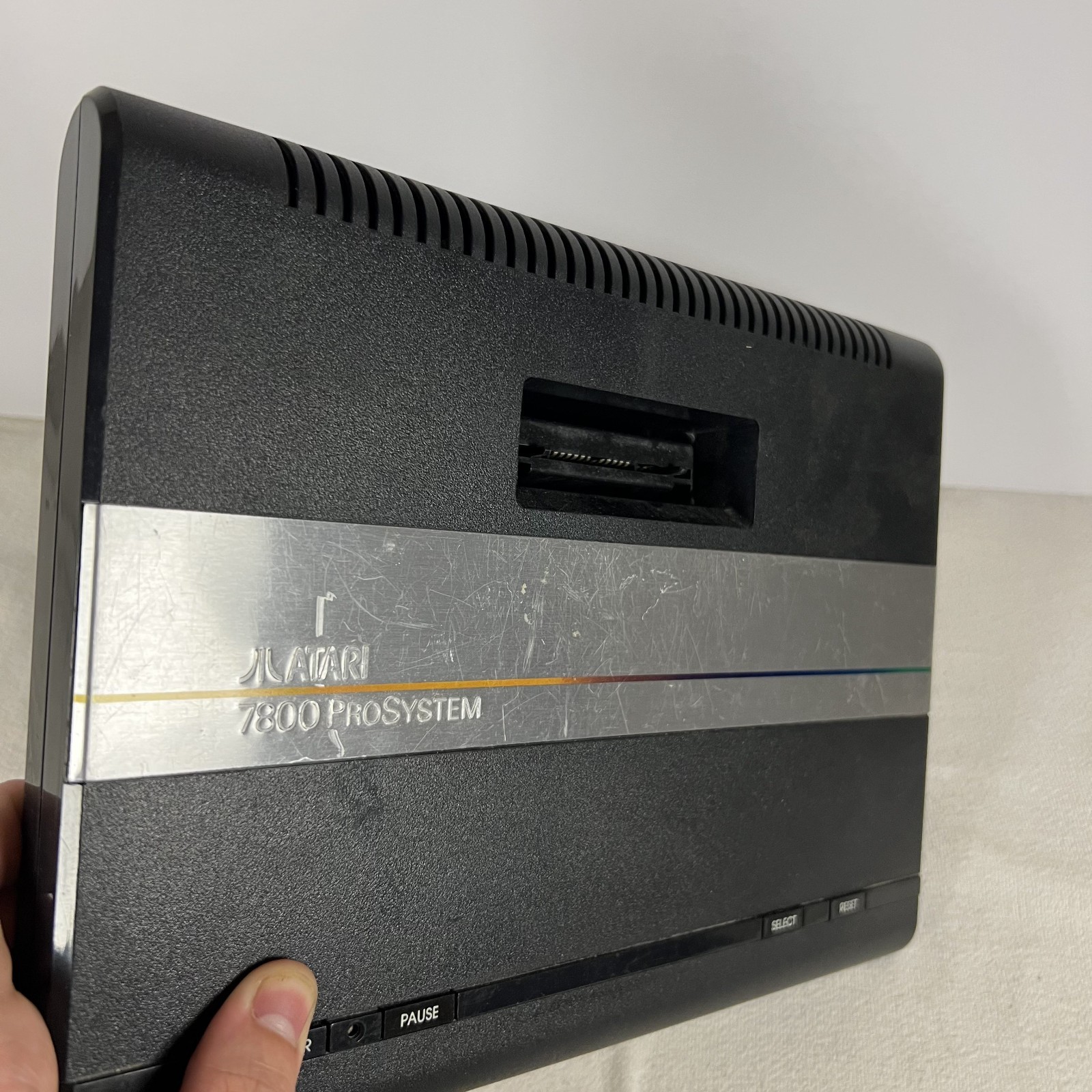 Atari 7800 Console Pro-System AV Mod + Controller & Cords Tested