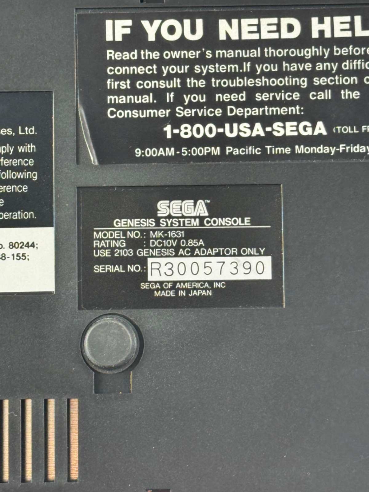 Sega Genesis Model 2 Console Bundle MK-1631 w/ Original Controller & Power Cord
