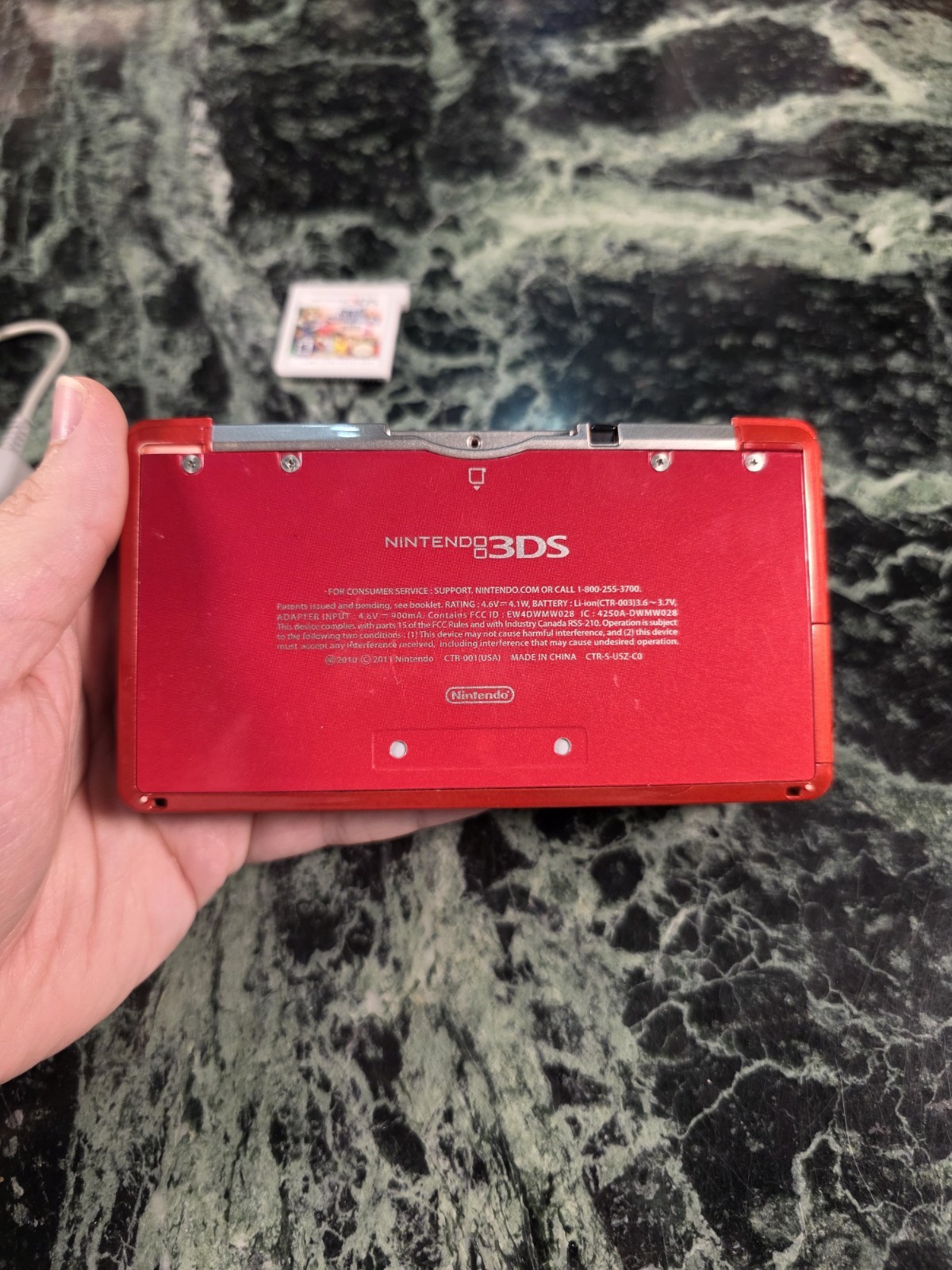 Nintendo 3DS Flame Red Console English US Version TESTED w/Charger + Smash