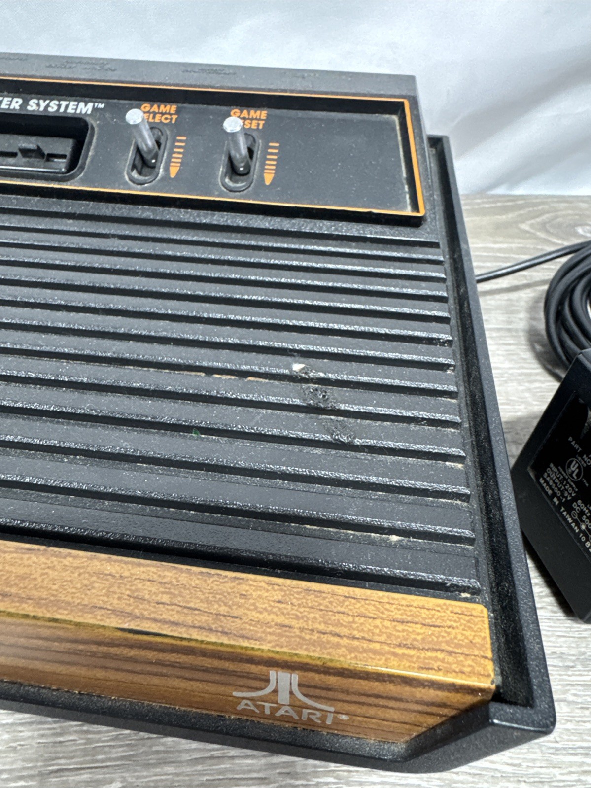 Atari 2600 4-Switch Woodgrain Console Bundle w/ 2 Joysticks, 4 Games Working