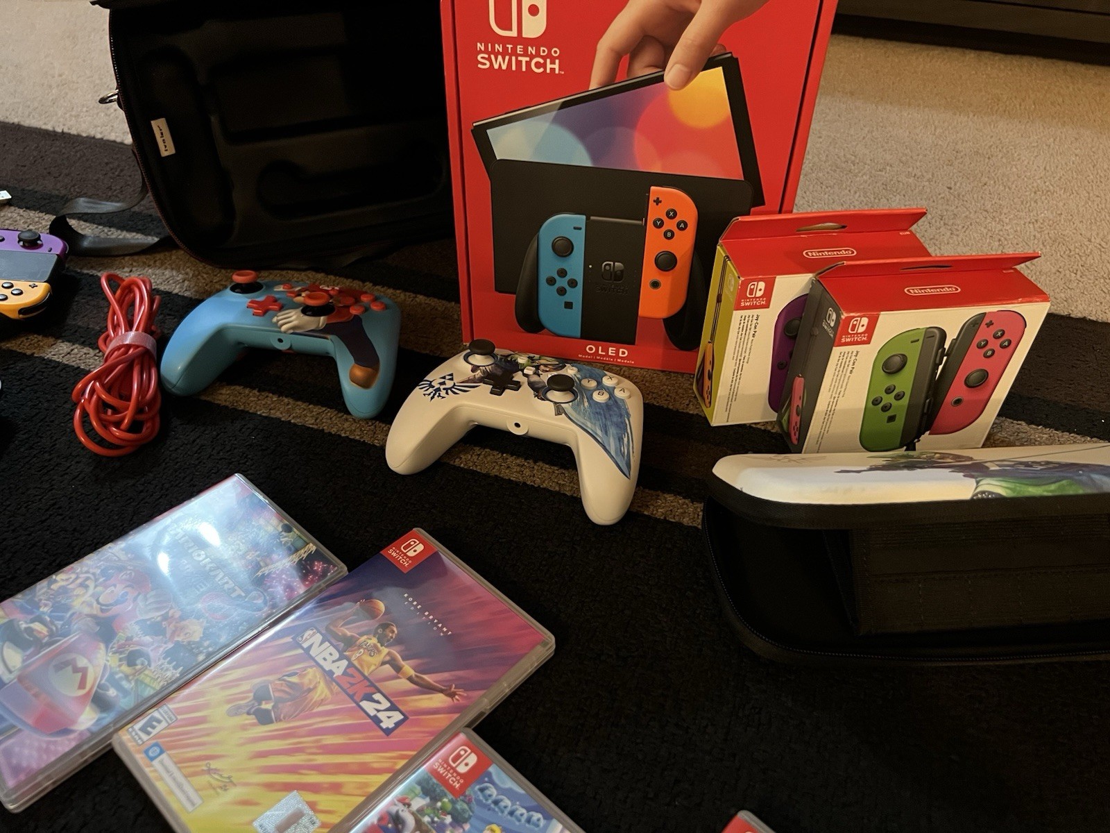 Nintendo Switch OLED Bundle Flawless Animal Crossing Super Mario LOADED w/EXTRAS