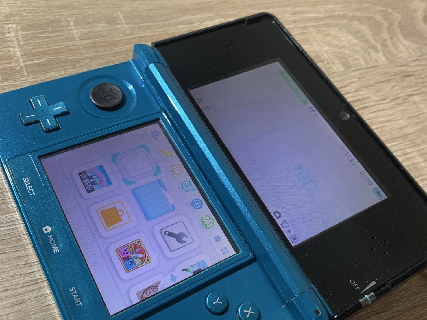 0655 Nintendo 3DS Aqua Blue Good TESTED 290g