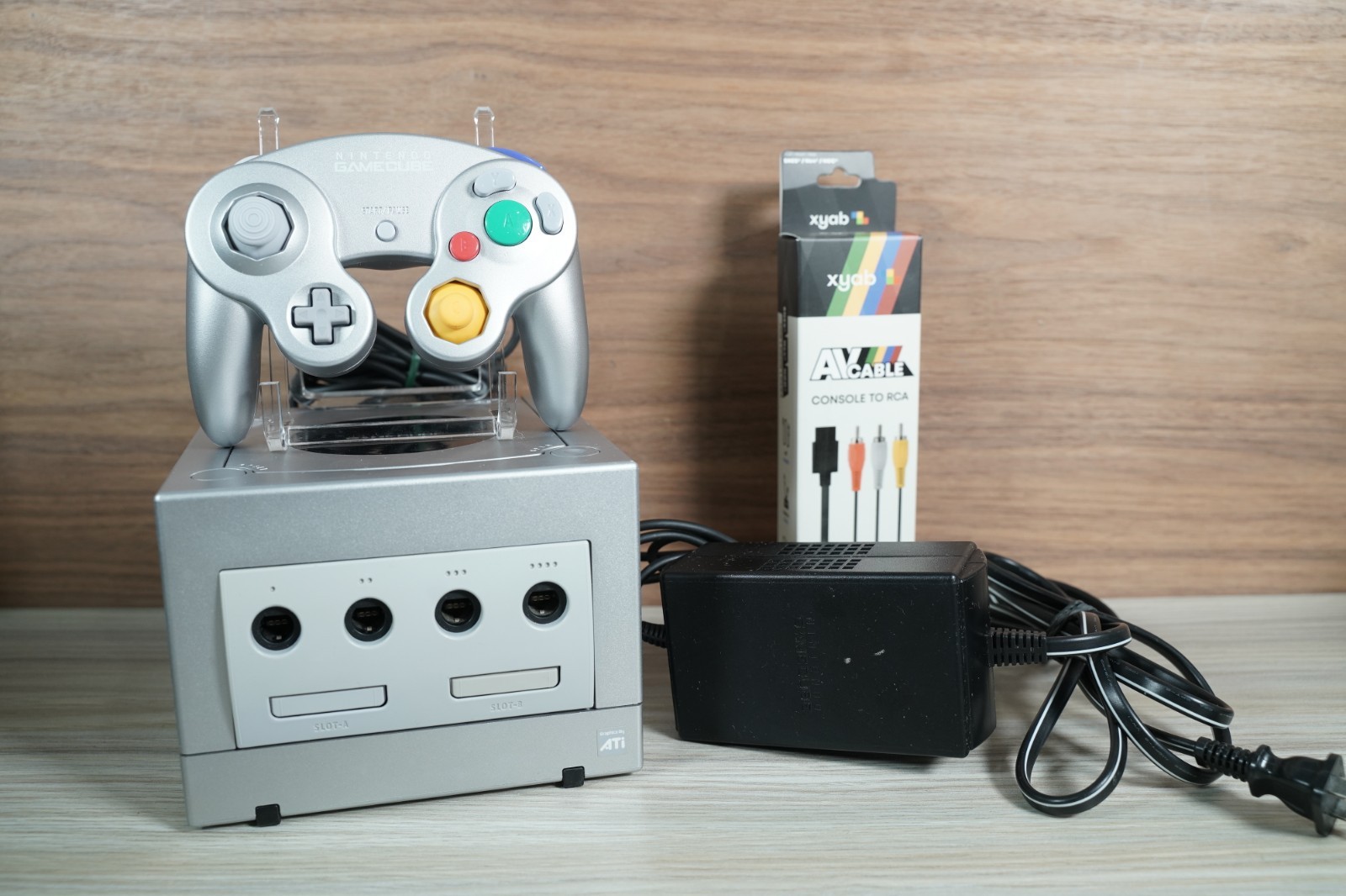 Nintendo GameCube Console DOL-101 Platinum Silver cables &OEM controller TESTED