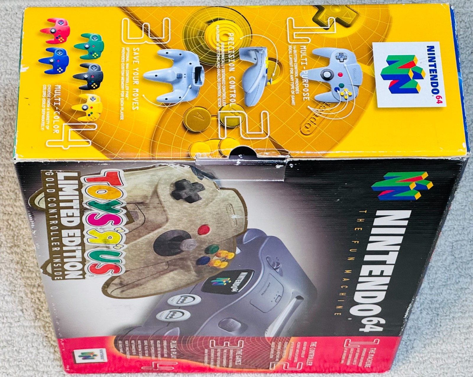 Nintendo 64 N64 Console Complete CIB + Toys R Us Limited Edition Gold Controller