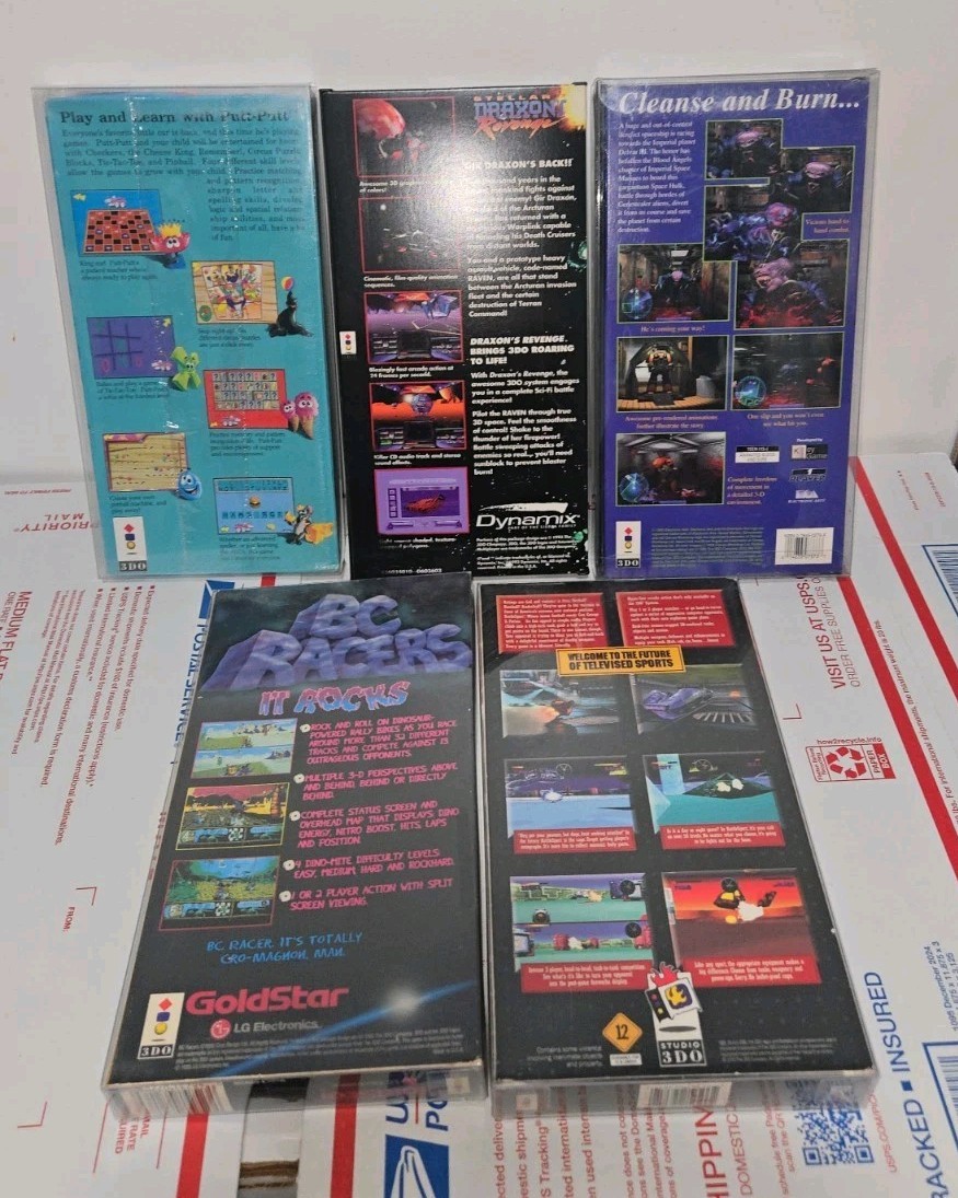 5 3DO Games Including Bc Racers, Space Hulk, New Sealed Putt-putts Fun Pack