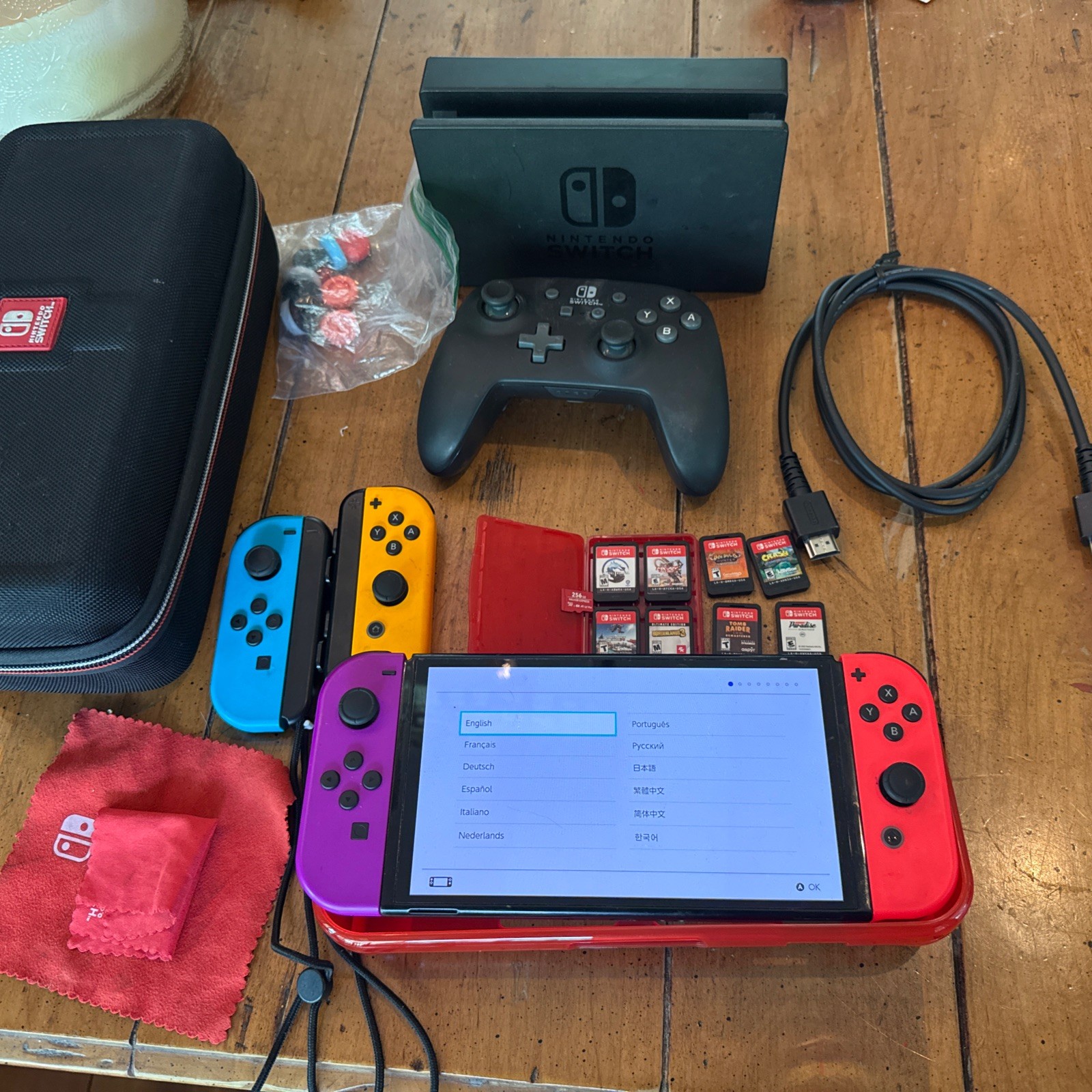 Nintendo Switch Console Bundle W/ Dock, 8 Games Extra Controllers Case ++ 256 GB
