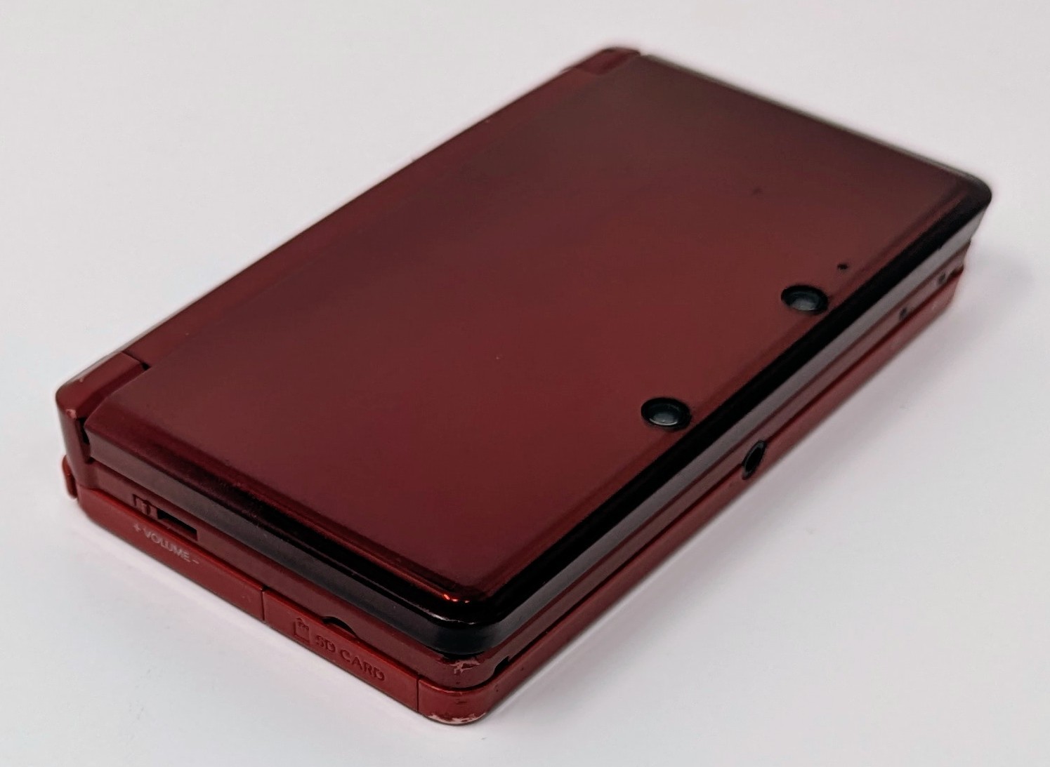 Nintendo 3DS Flame Red Handheld System Bundle w/ Charger – Screen Dent – Tested!