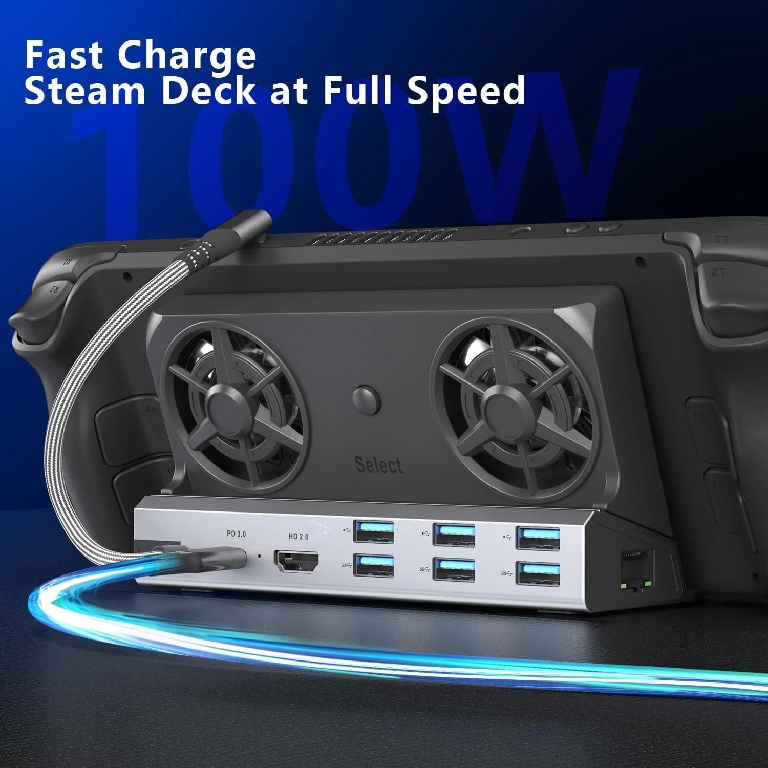 Ultimate 12-in-1 Dual Fan Dock for Steam Deck, Switch, and Asus ROG with 4K HDMI