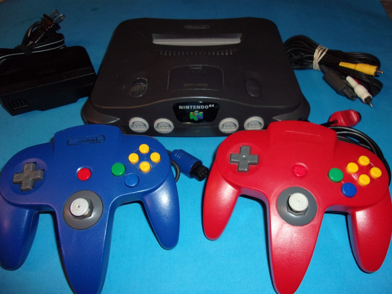 Nintendo 64 N64 Console 2 Controllers Power Adapter AV Cable Clean Tested Works