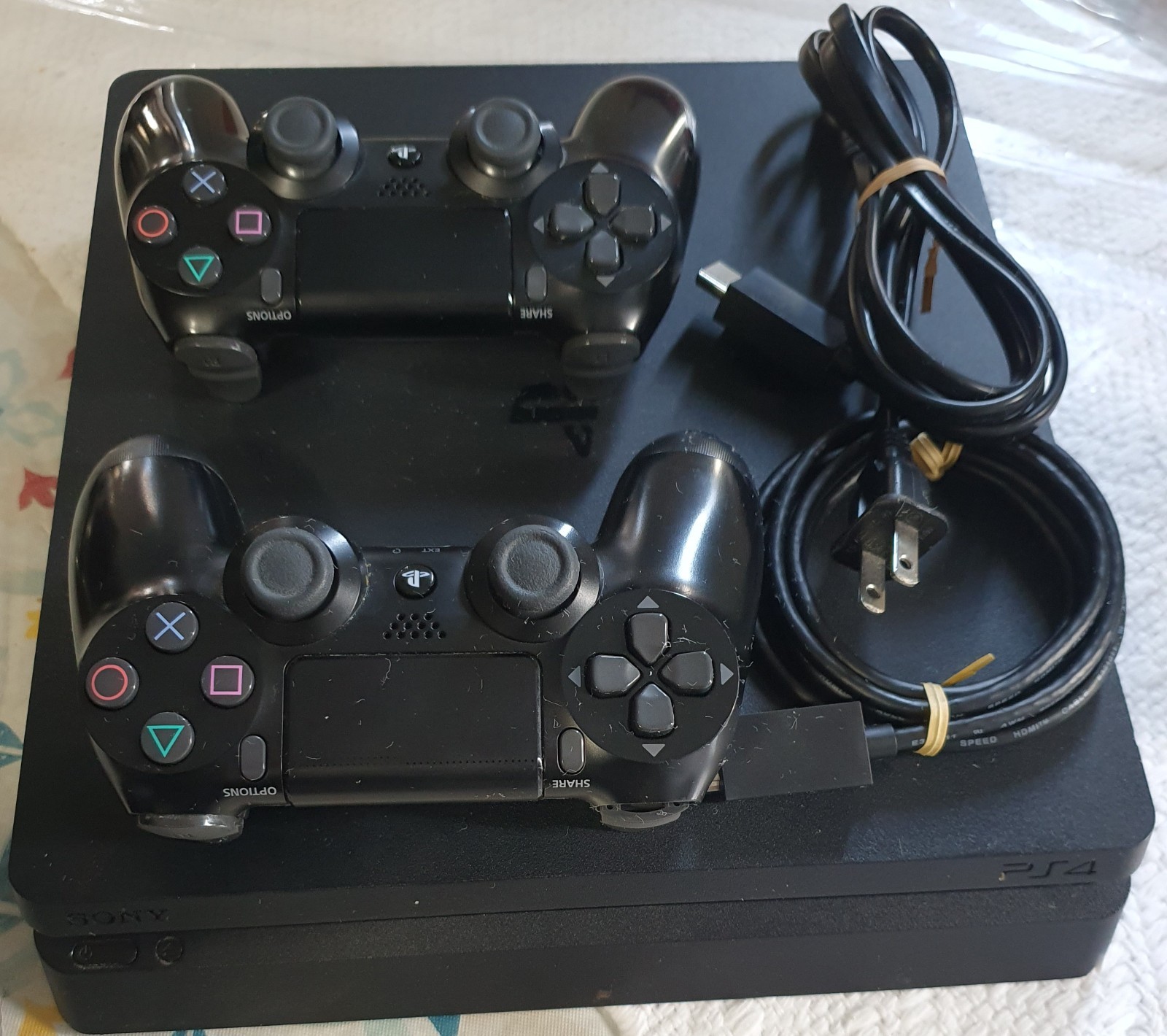 Sony PlayStation 4 Slim 1TB Black Console w/ 2 DualShock 4, HDMI Power