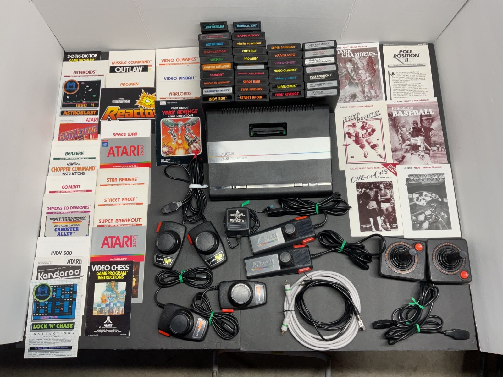 ATARI 7800 Pro System Console 34 Games and Manuals Tested Working