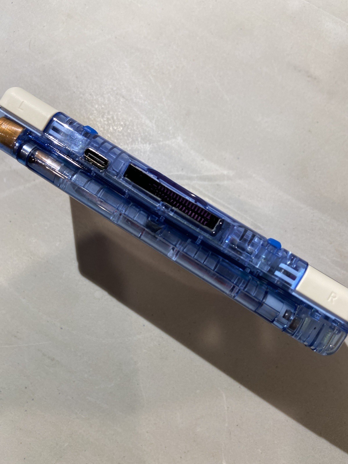 Nintendo DS Lite Transparent USB-C Blue/Purple/White Ultraviolet LED Handheld #9