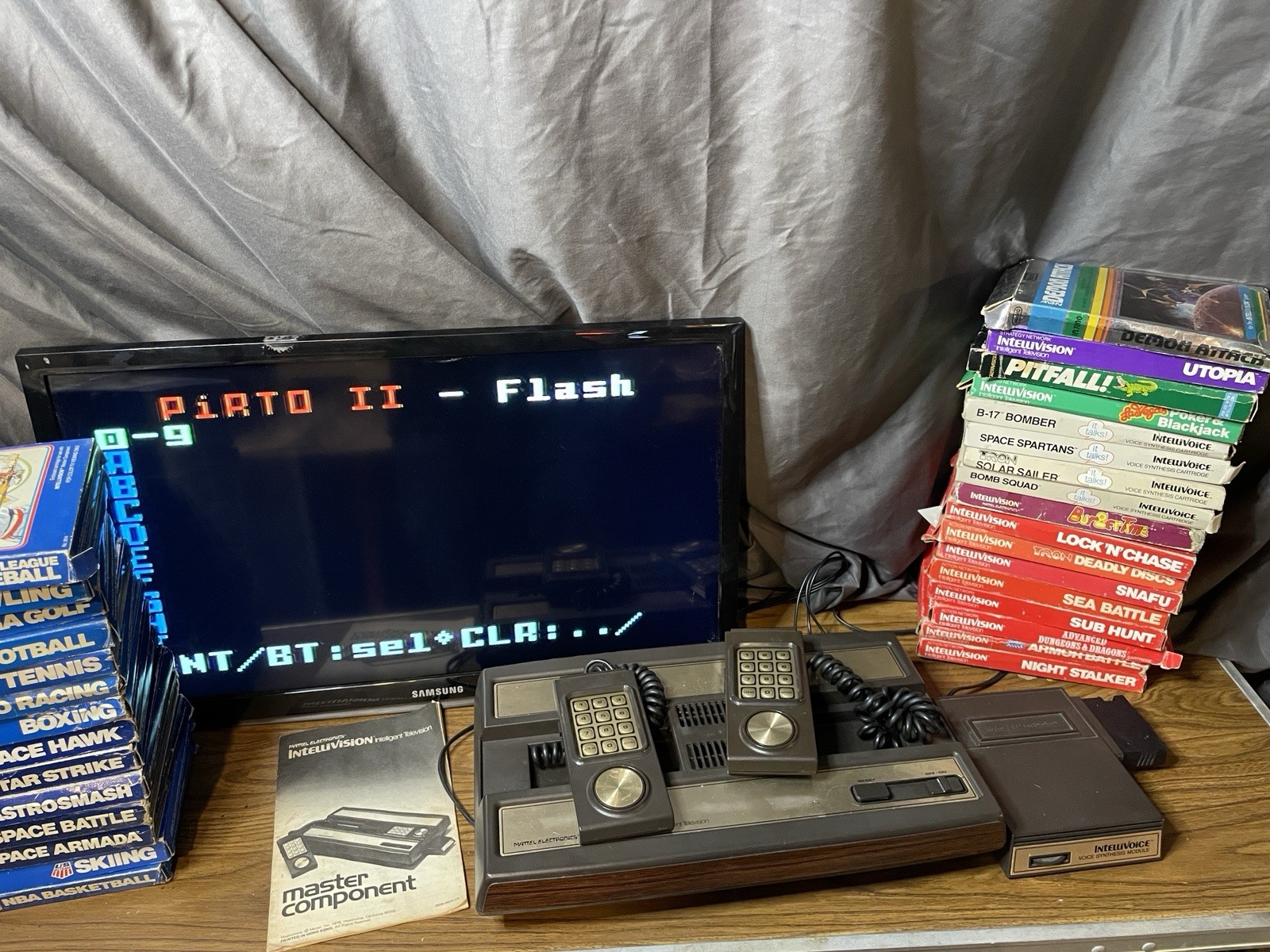 Intellivision Game Console Composite Mod + 32 CIB Games, Multicart, Intellivoice