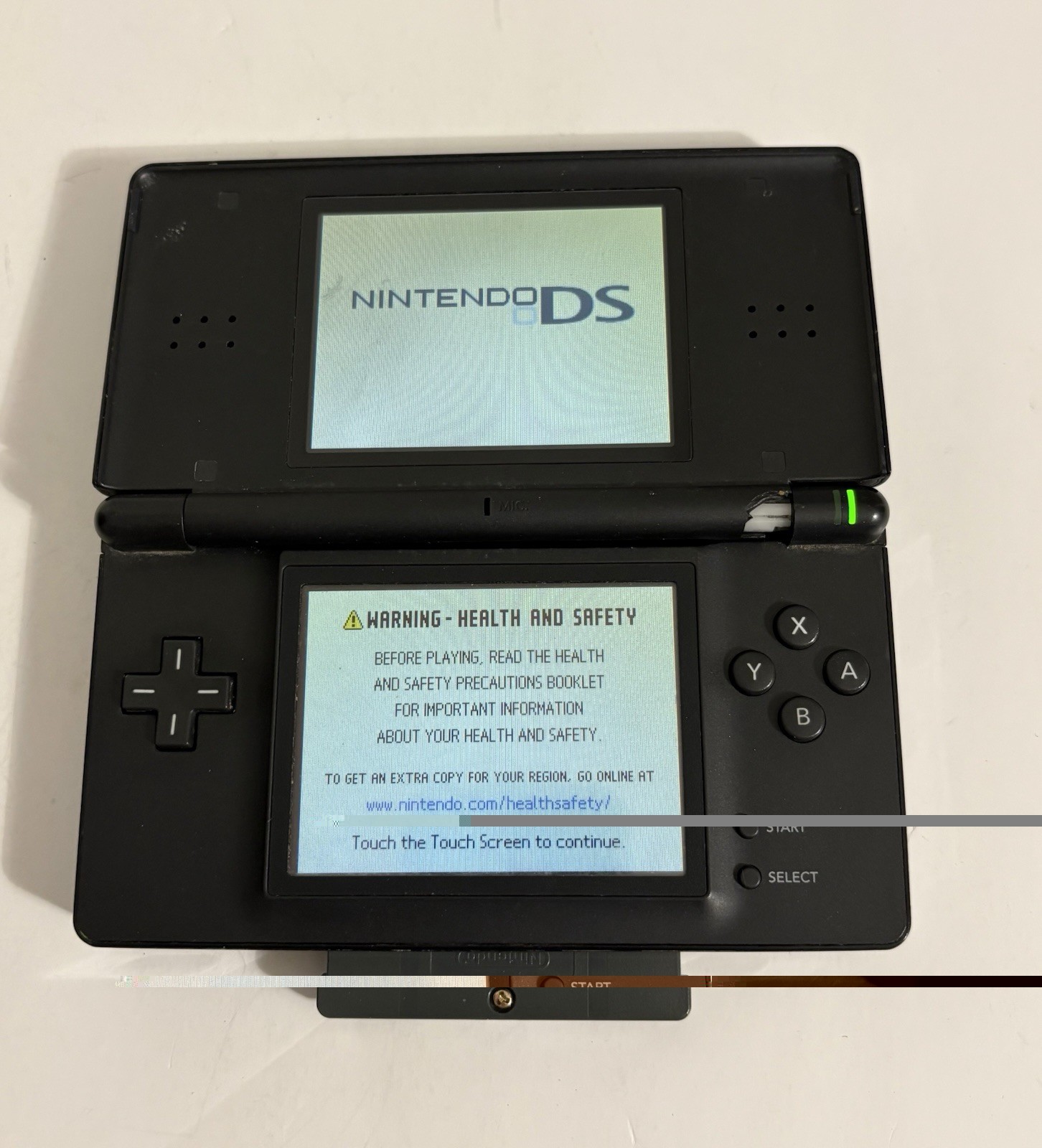 Nintendo DS Lite Black Broken Hinge Works Plays Both Sides Parts Or Repair READ