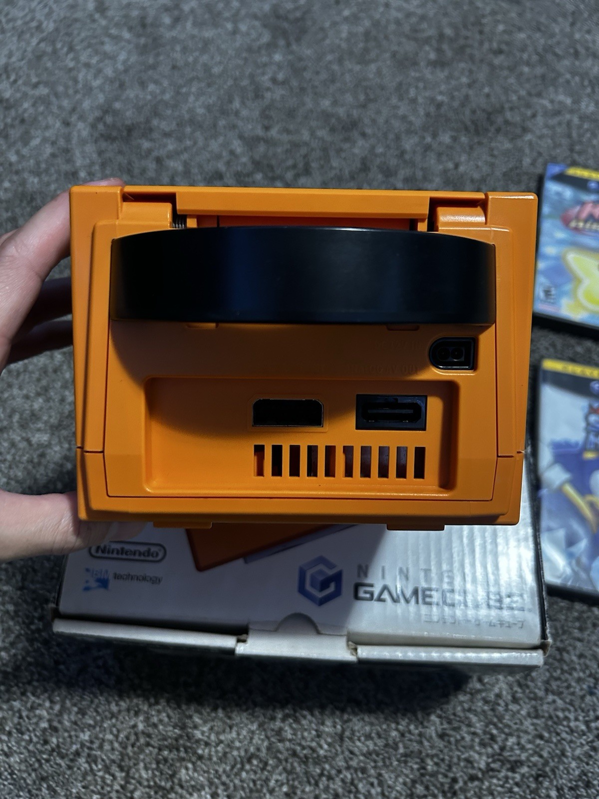 Nintendo GameCube Orange DOL-001 Game Console Tested US/Canada Discs Bundle