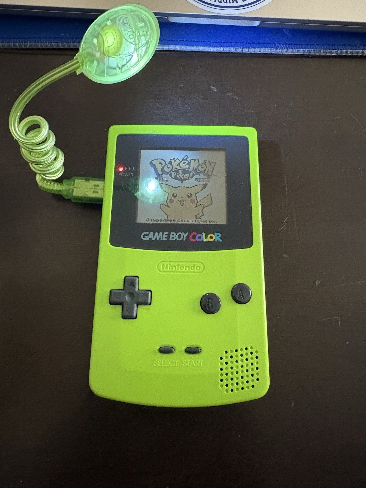 Game Boy Color Lime Green Kiwi Handheld Console System Authentic /Pokemon yellow