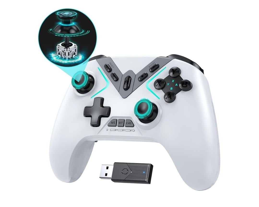 Dual Hall Effect Gaming Controller For PC / Switch Bluetooth / 2.4ghz – White