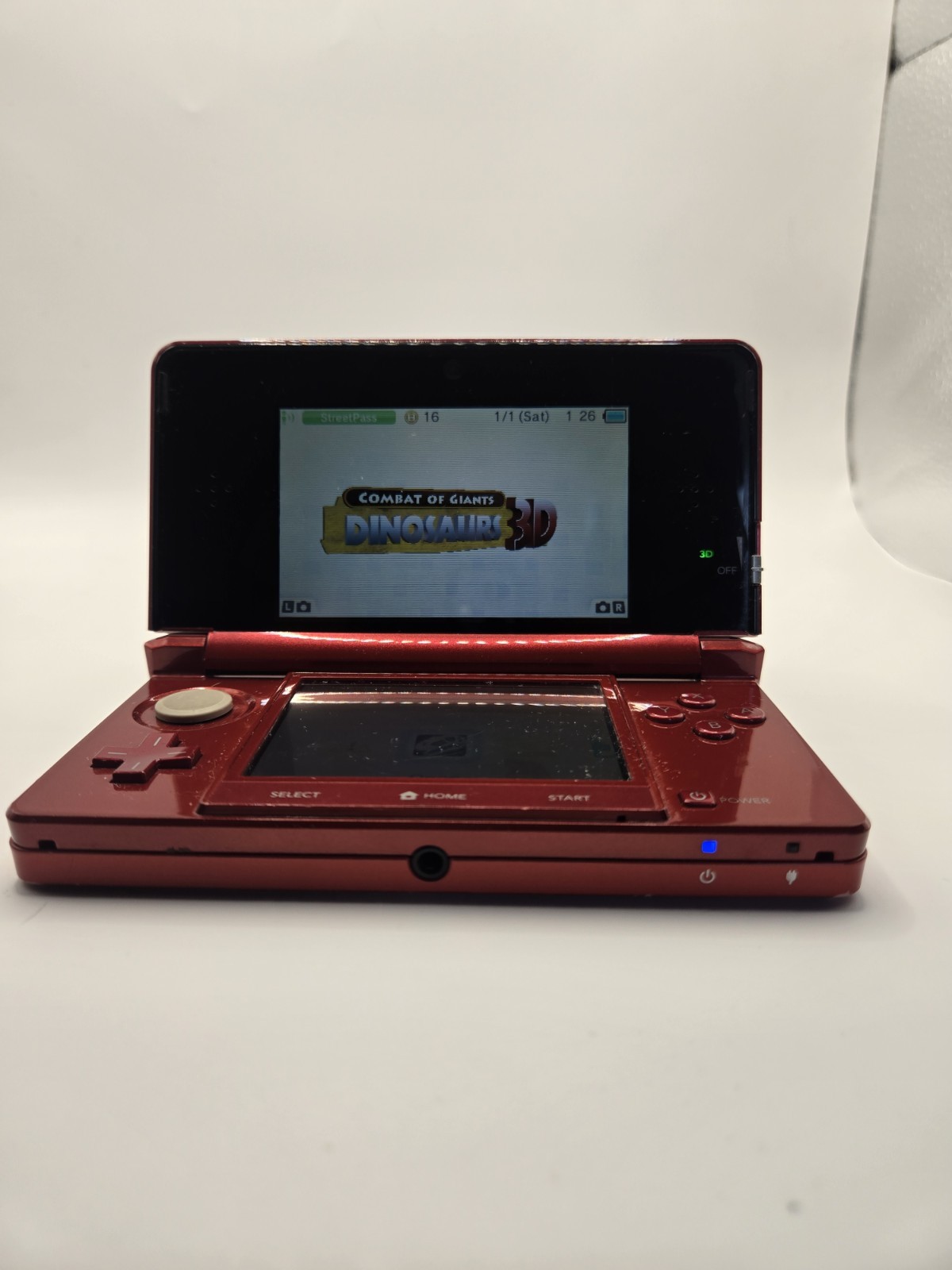 Nintendo 3DS Metallic Red Console System with 7 GamesNo Charger No Stylus
