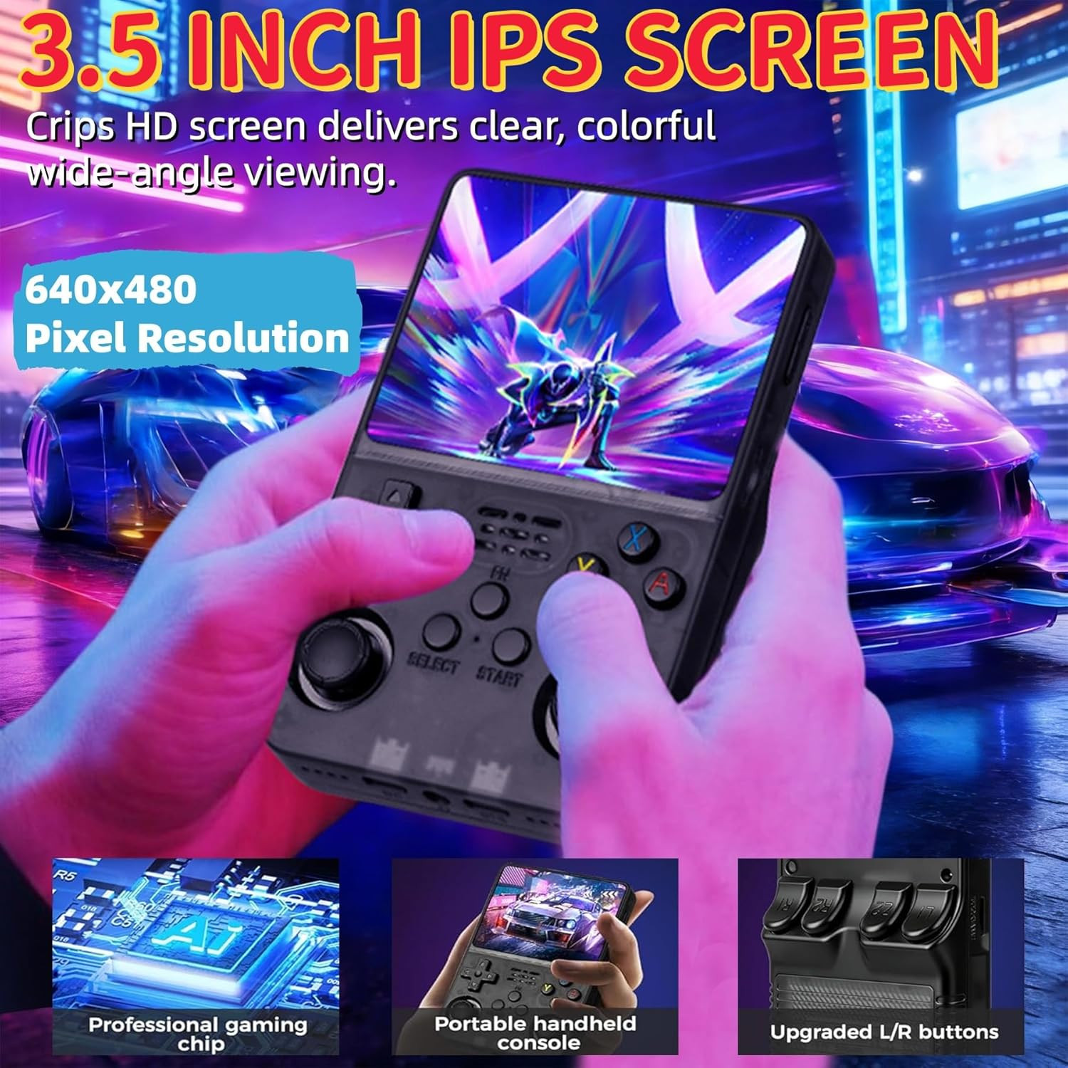 R36S Retro Handheld Game Console, 3.5 Inch 640X480 IPS Screen, 64GB Built-In 15,