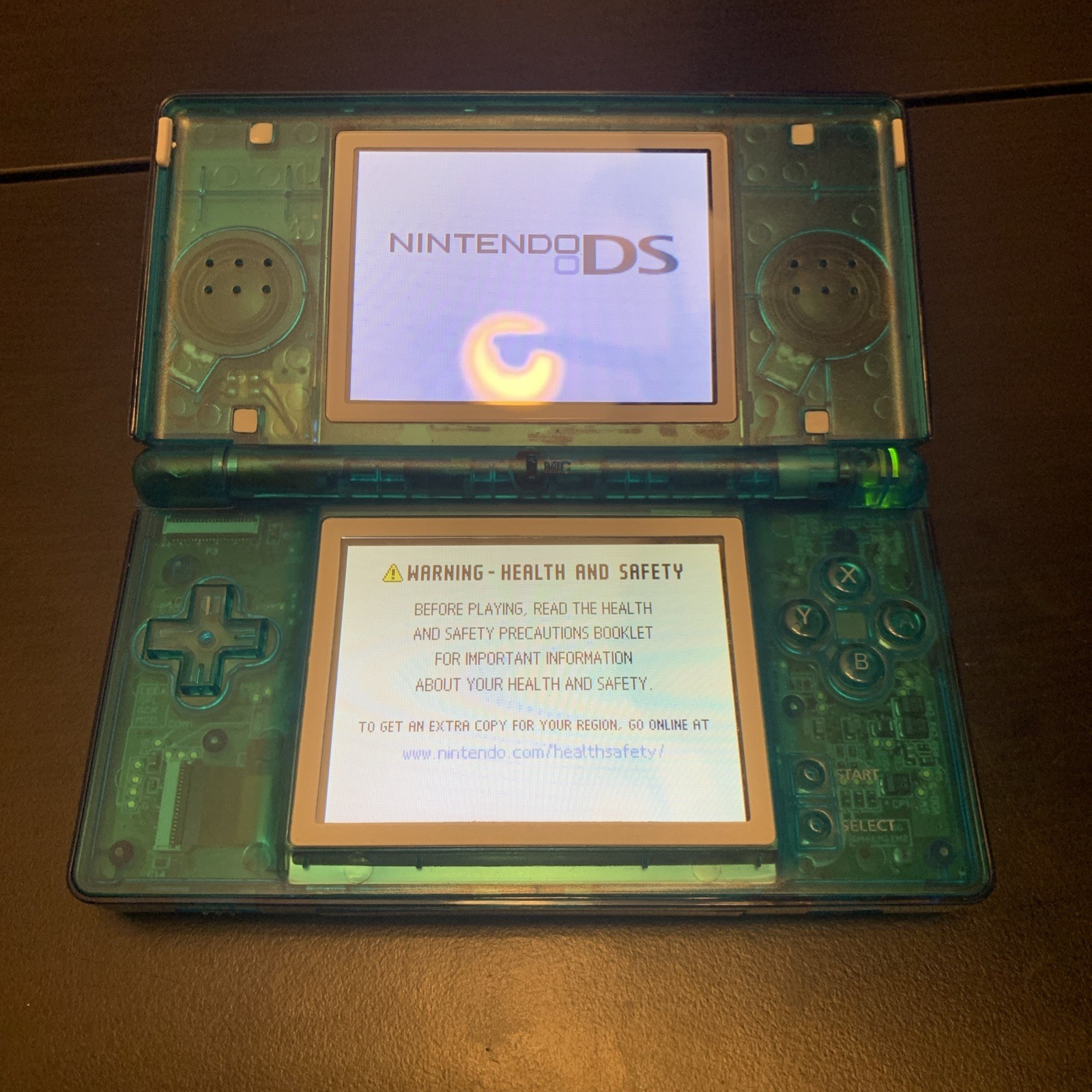 Nintendo DS Lite Handheld Console Custom Transparent Clear Blue (Tested Working)
