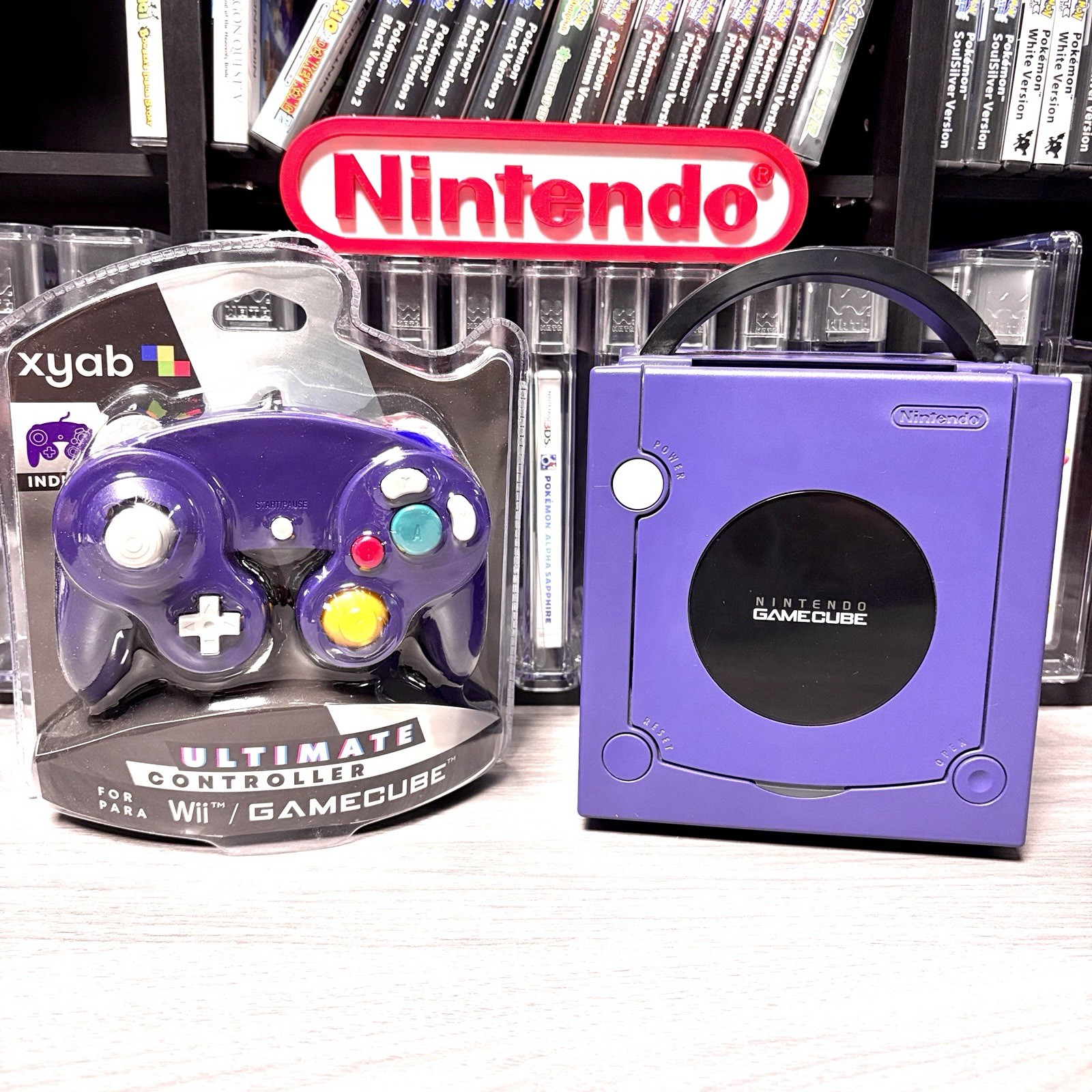 Indigo Nintendo GameCube Console Bundle System w New Purple Controller & Hookups