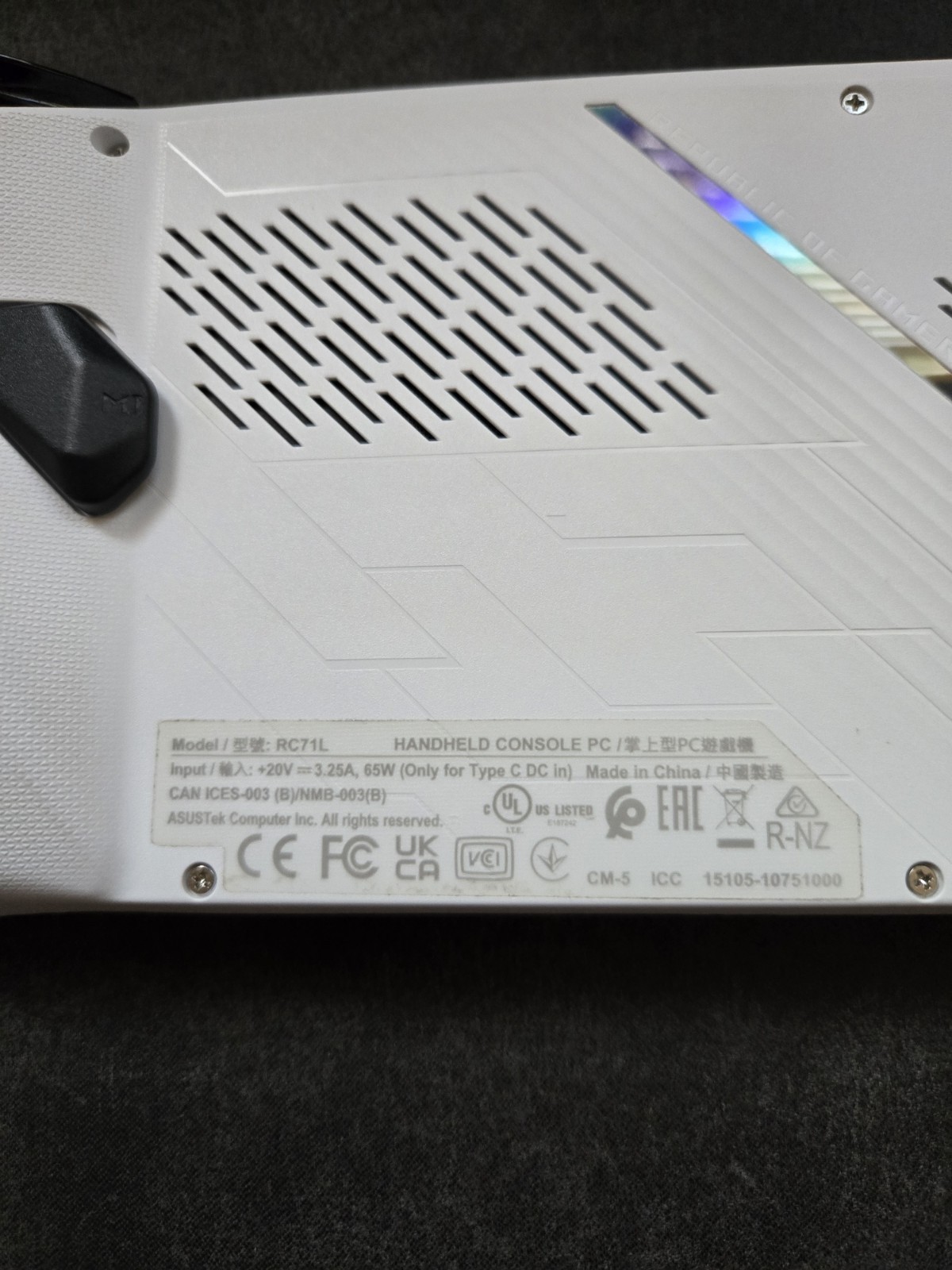 ASUS ROG Ally RC71L White 512GB Windows Handheld System 1080p Wi-Fi