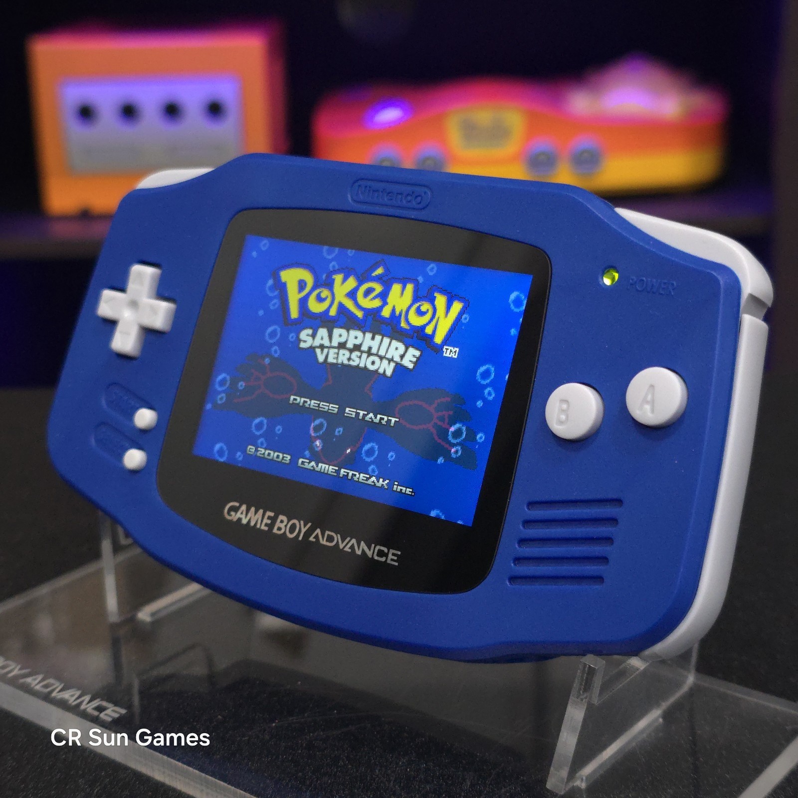 Blue Game Boy Advance GBA iPS V5 LCD USB-C 1800 mAh Rechargeable Battery
