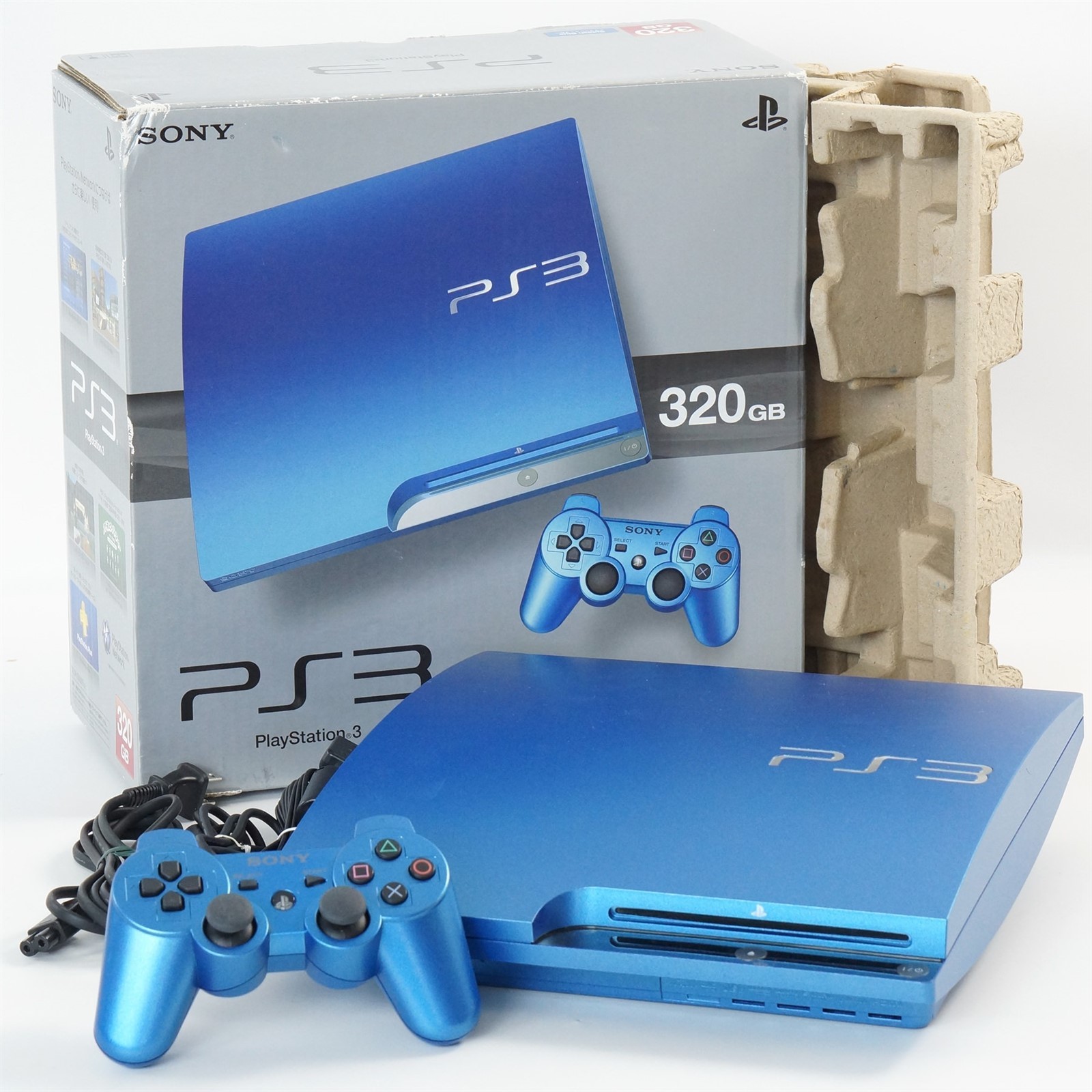 PS3 Playstation3 SPLASH BLUE Console CECH-3000B 320GB Tested System 02