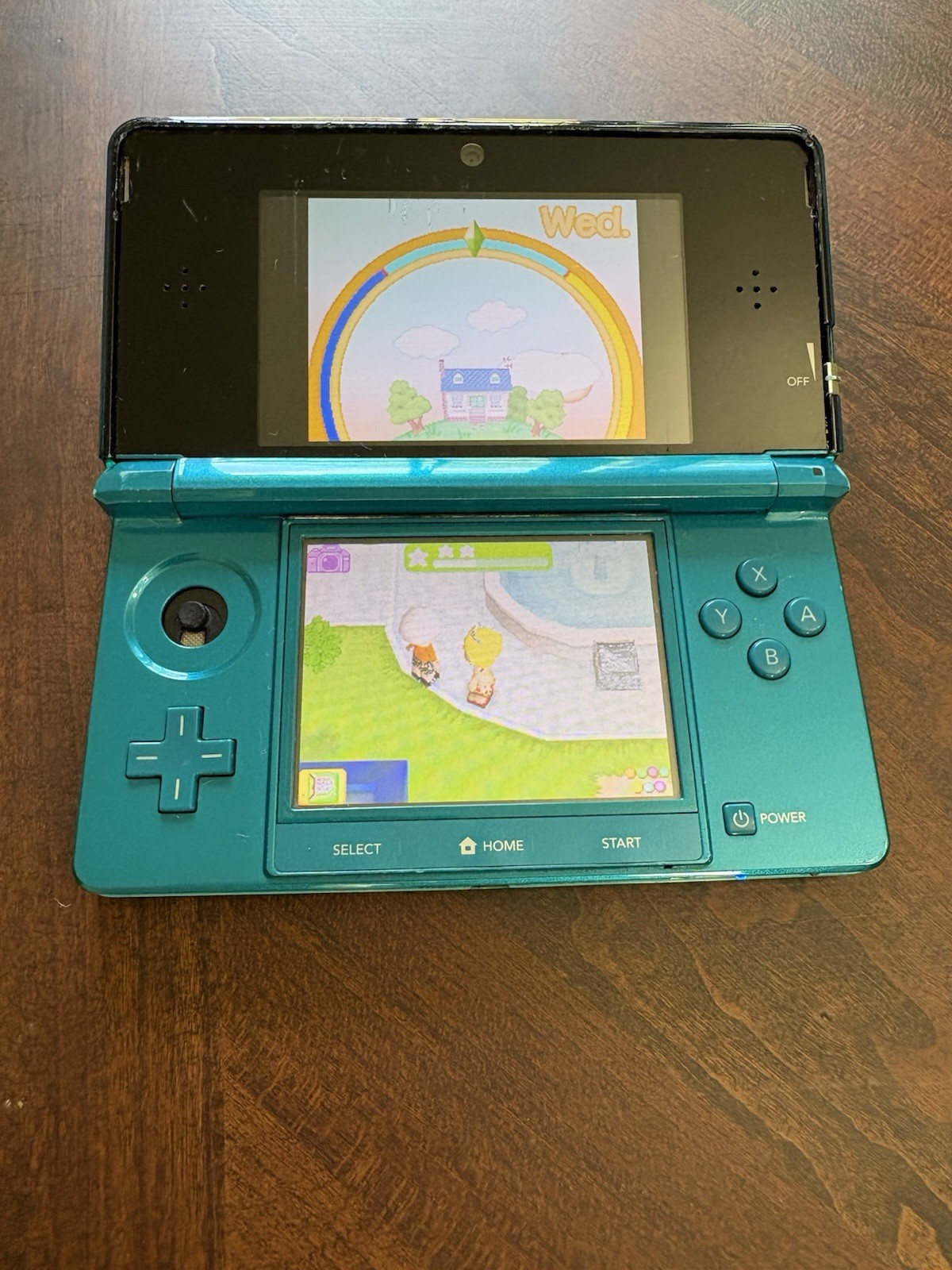 Nintendo 3DS Aqua Blue Handheld Console System CTR-001 Tested Heavy Wear/Scratch