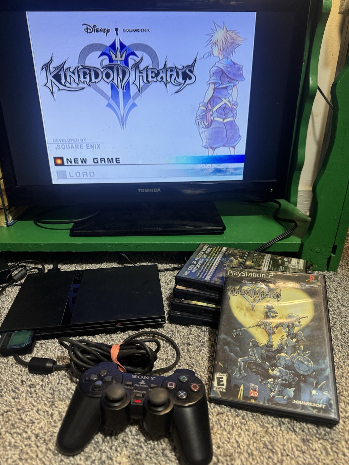Sony PlayStation 2 Bundle 8mb Card 4 Mystery Games And Kingdom Hearts/Controller