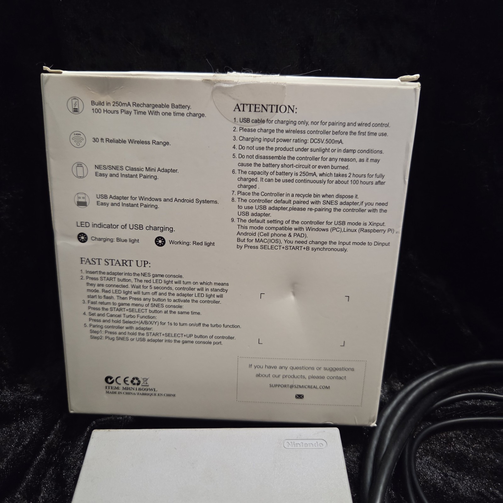 Super Nintendo SNES Mini Classic Console CLV-201 Cables 2- Cordless Controllers