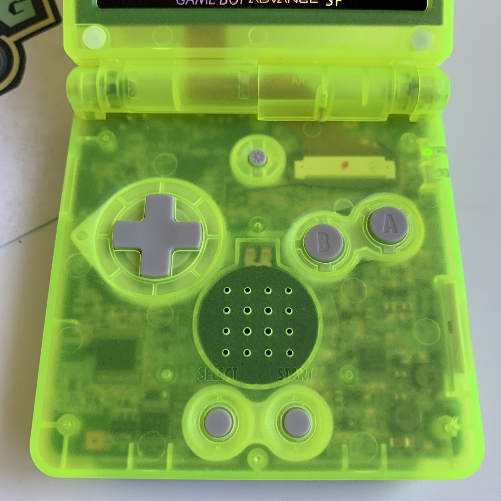 Gameboy Advance SP AGS-001 or IPS Extreme Green Glow *Glass Lens & New Battery*