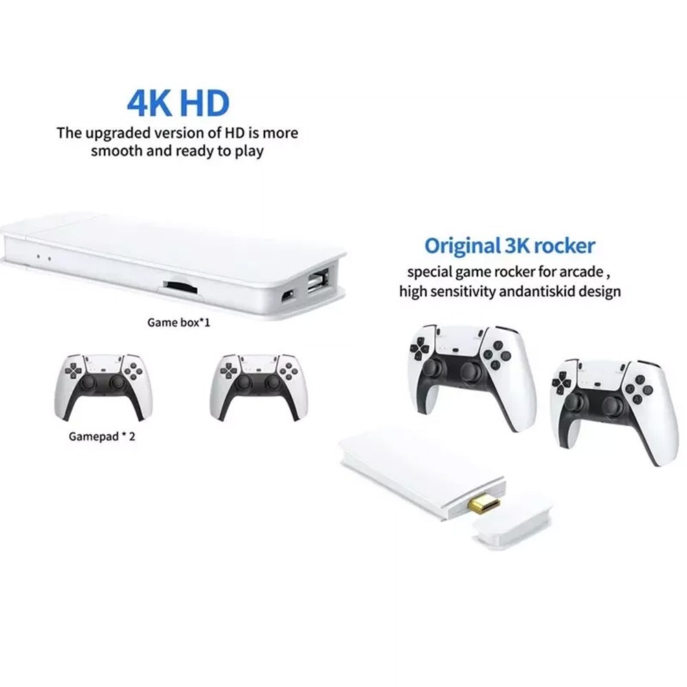 Retro Game Console 41000+ Games 4K HDMI Output w/ 2 Wireless Controllers &128GB~
