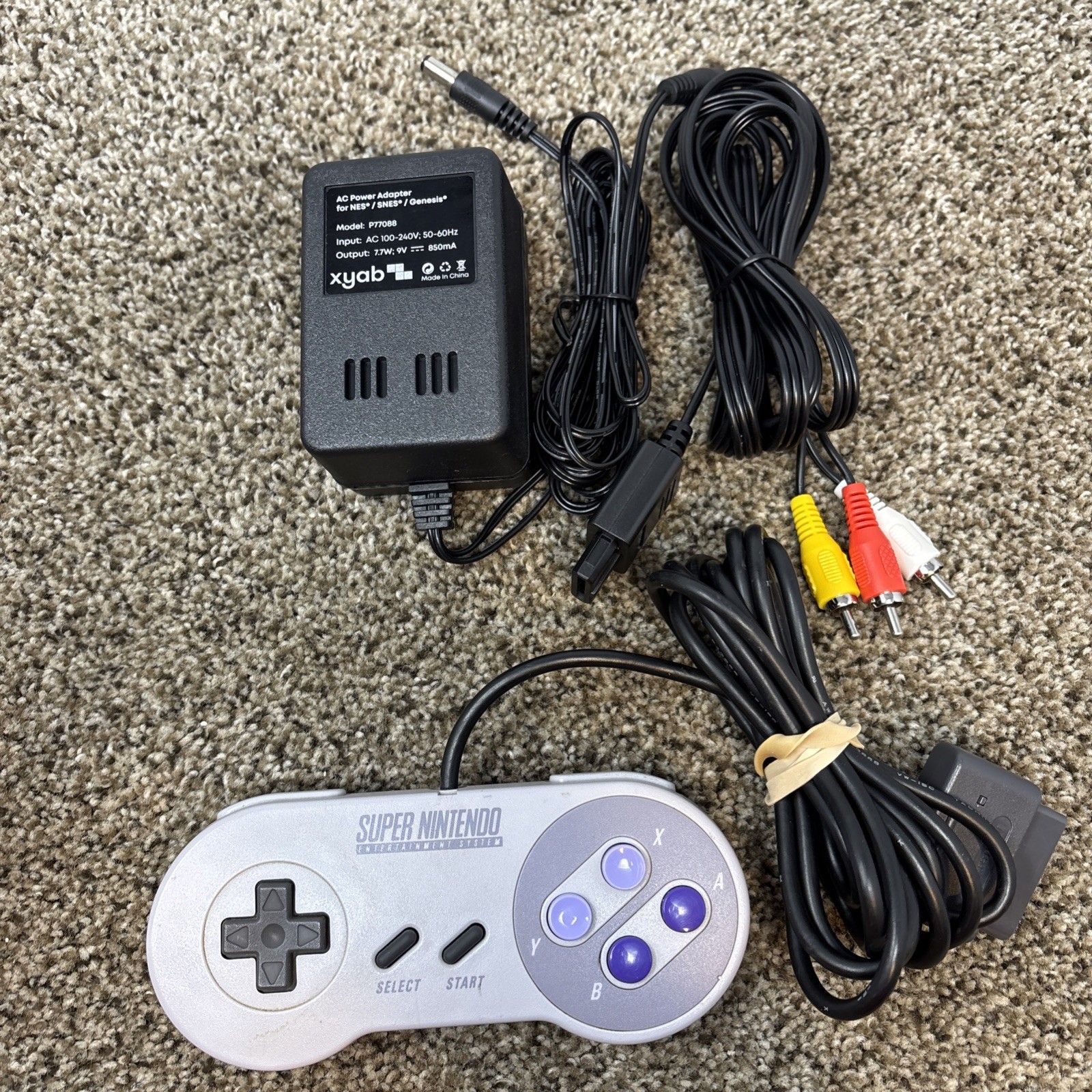 Super Nintendo SNES Console Bundle With Controller Cables Tested