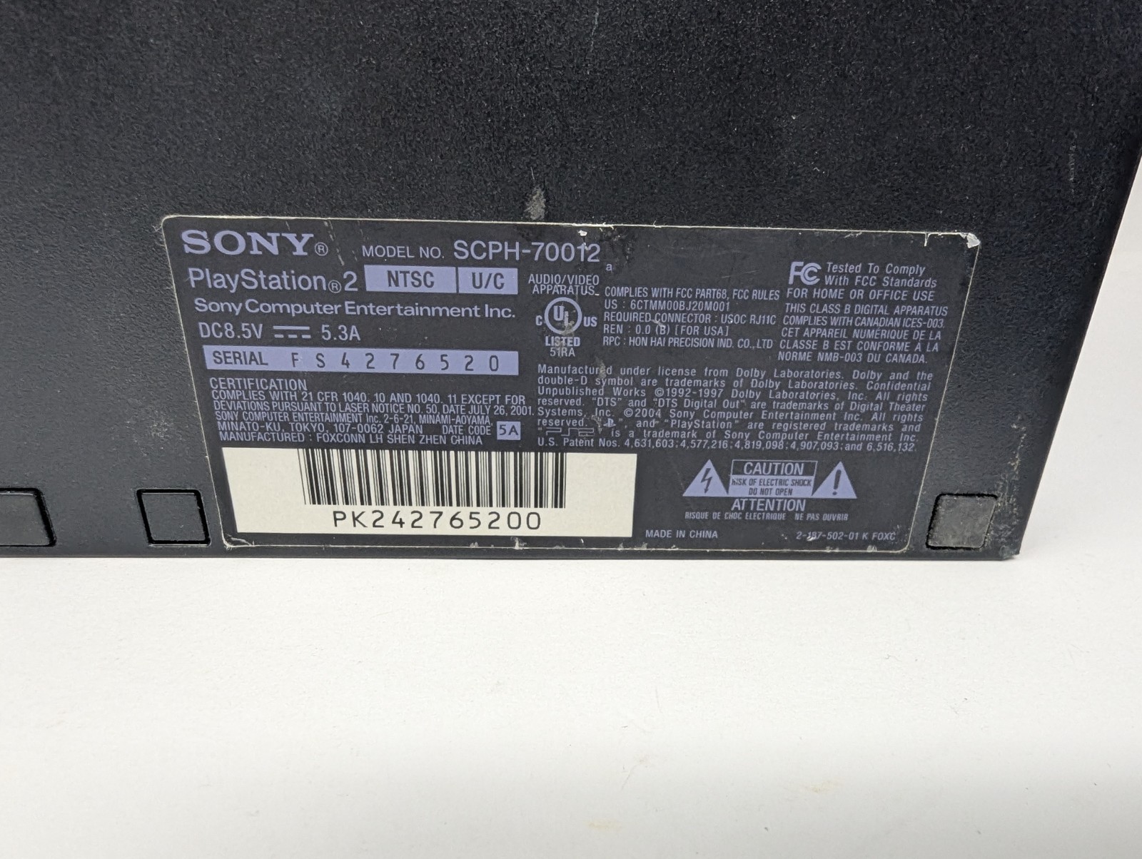 Sony PlayStation 2, PS2 Slim Console SCPH-70012 Black